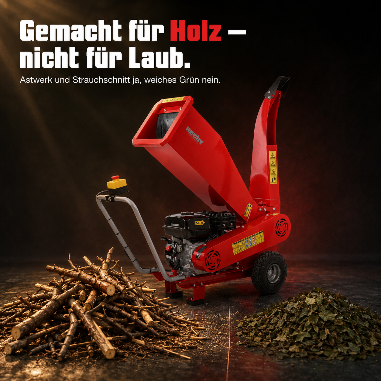 Massiver HECHT Gartenhäcksler: Ideal für harten Strauchschnitt und Holz (Dieses Bild wurde mit Hilfe von KI generiert.)