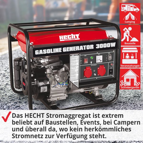 HECHT Stromaggregat GG 3300 Stromaggregat für Baustellen Campus Veranstaltungen Schrebergärten