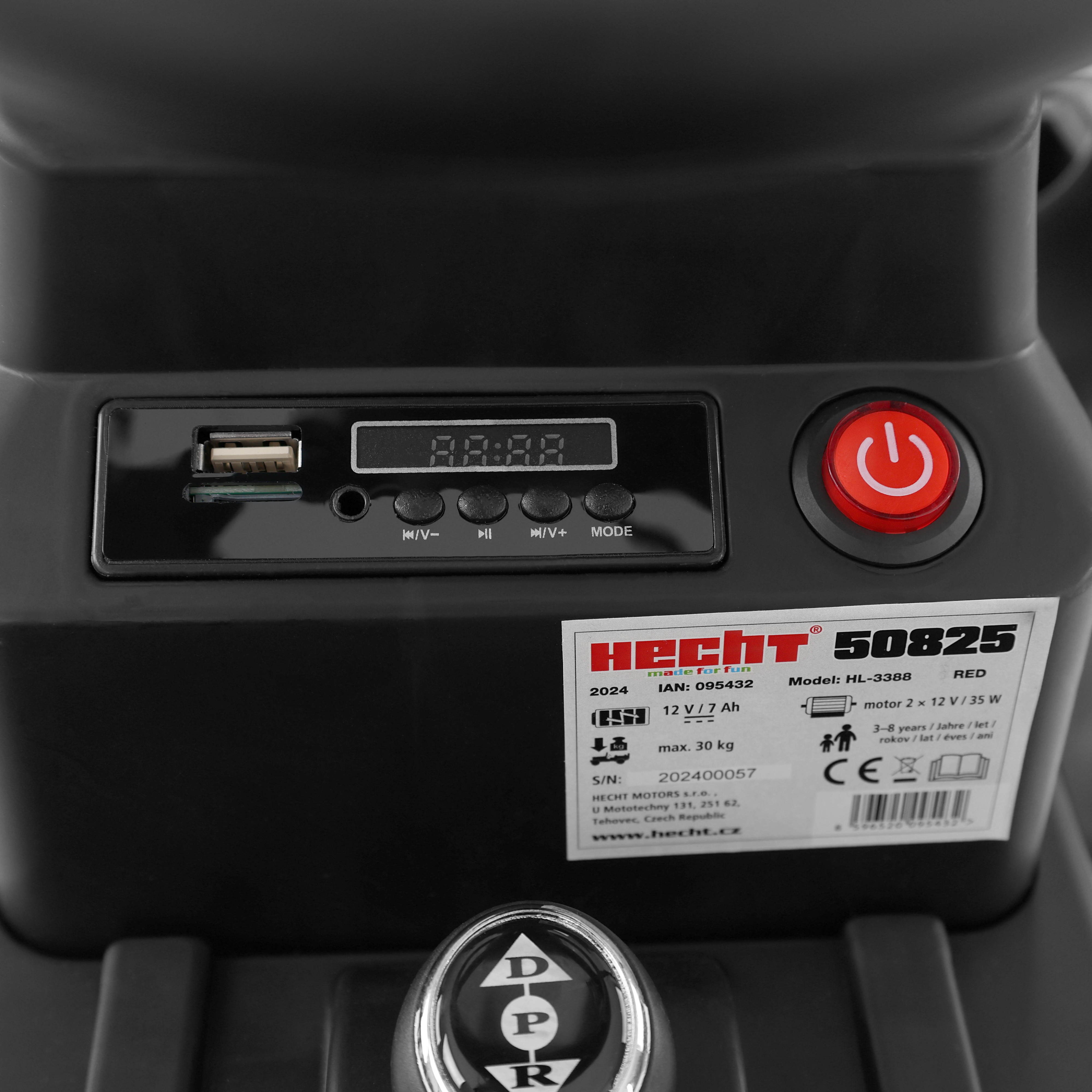 HECHT Elektro Kinderfahrzeug 50825 RED mit MP3, USB, SD und AUX Anschluss