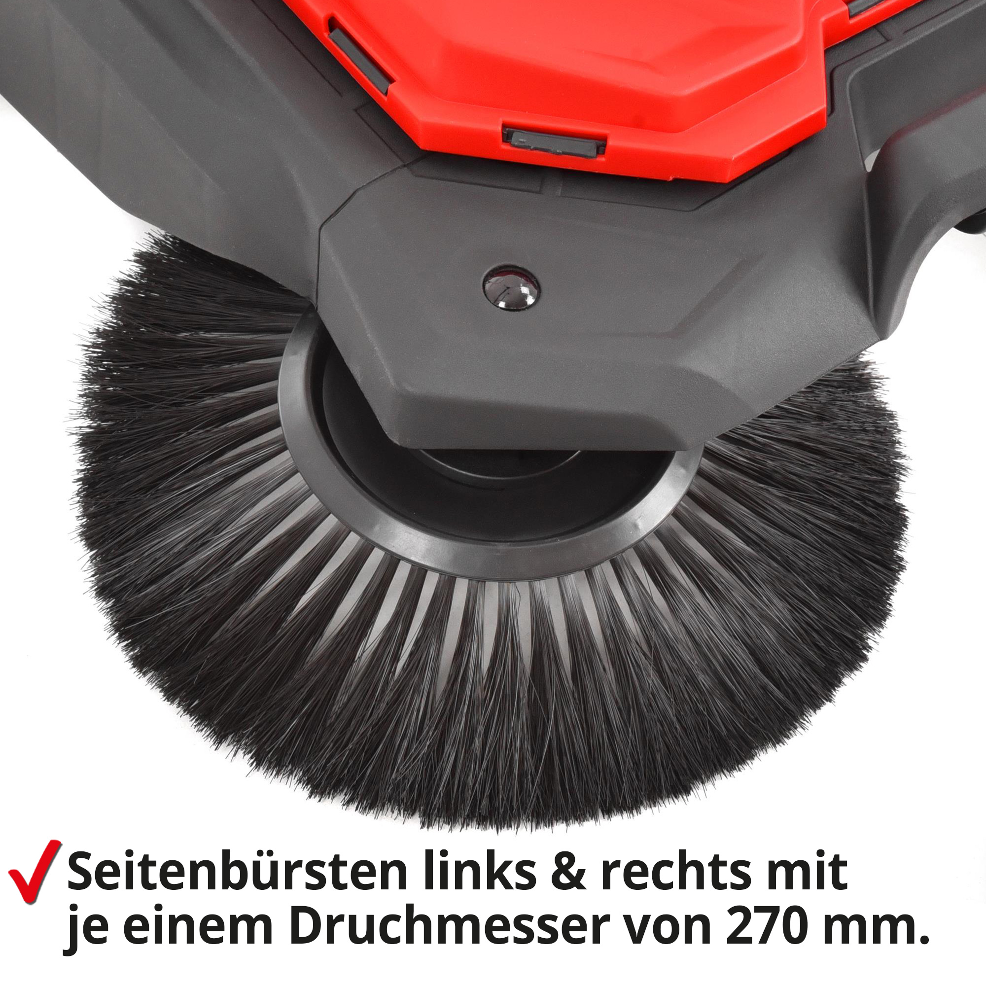 Hecht Handkehrmaschine mit Seitenbürsten mit 27 cm Durchmesser der Bürsten 