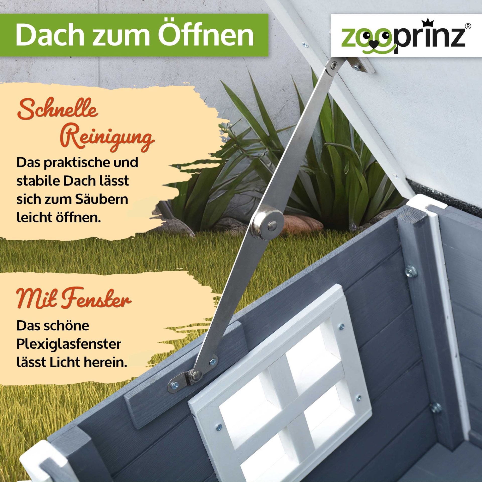 Katzen Villa Felix; schnelle Reinigung, Dach lässt sich öffnen