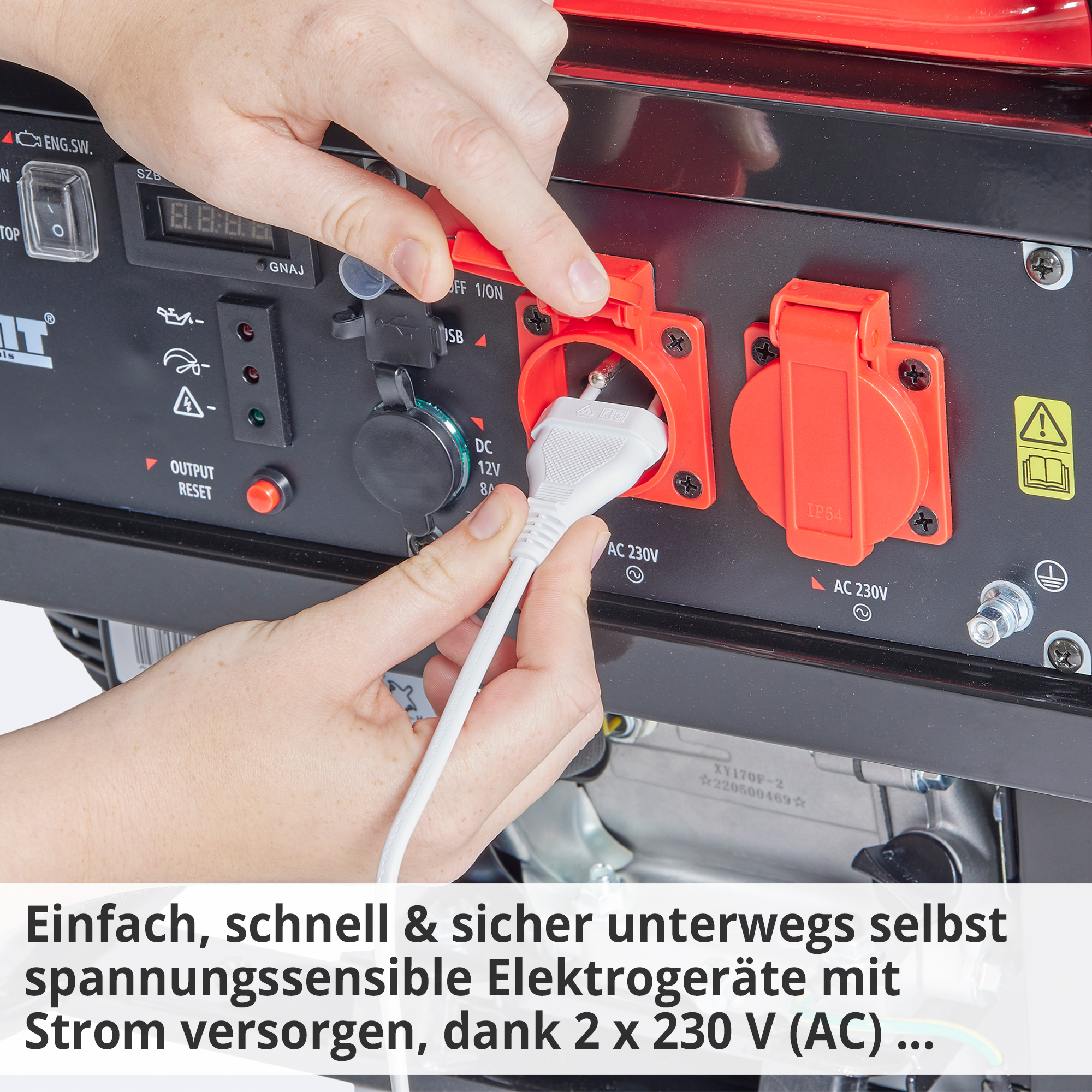 Hecht IG 3601 Inverter Benzin Notstromaggregat; Einfach, schnell und sicher unterwegs selbst spannungssensible Elektrogeräte mit Strom versorgen dank 2mal 230 Volt