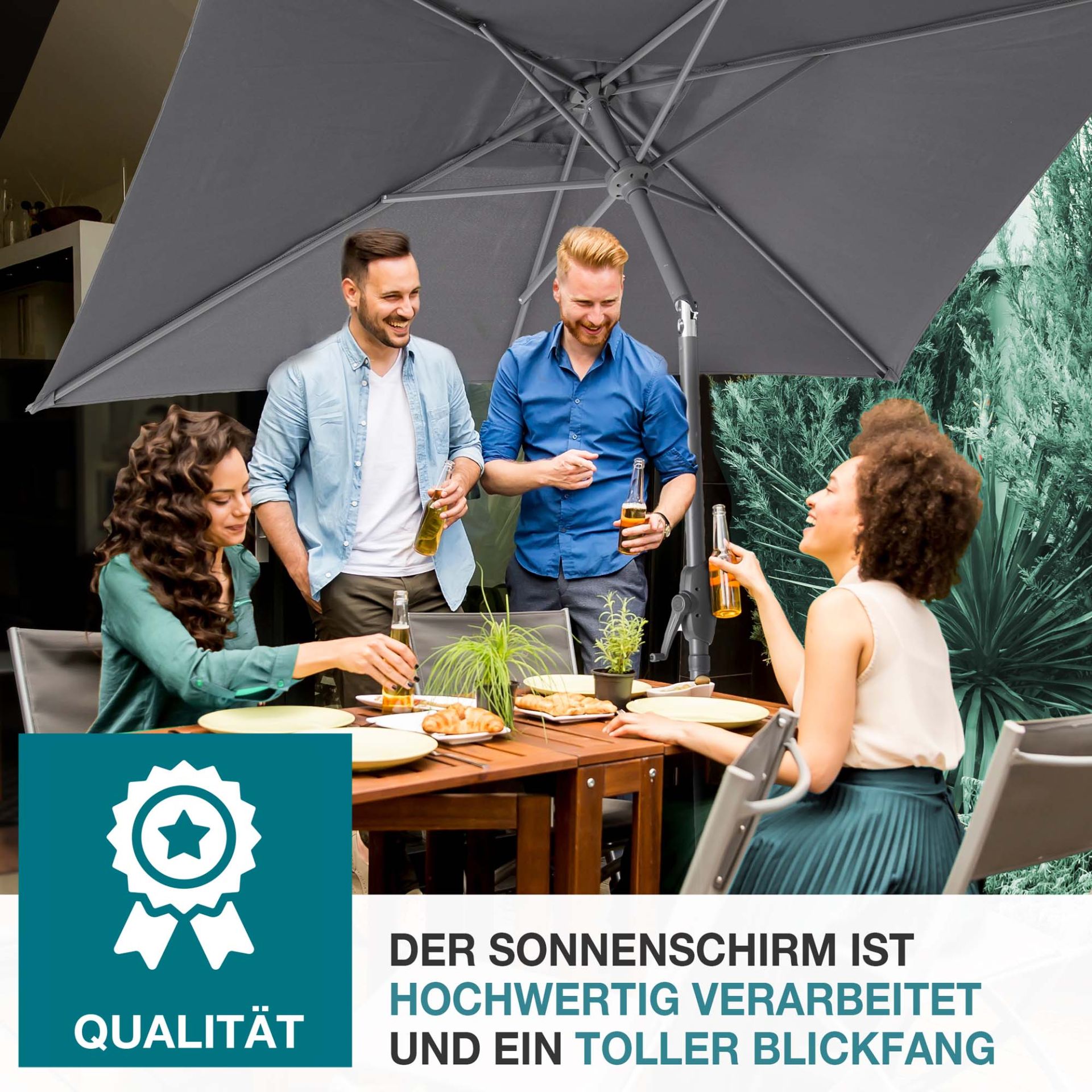 TOM Sonnenschirm SU-100 Anthrazit; hochwertig verarbeitet TOM Sonnenschirm SU-100 Anthrazit; hochwertig verarbeitet