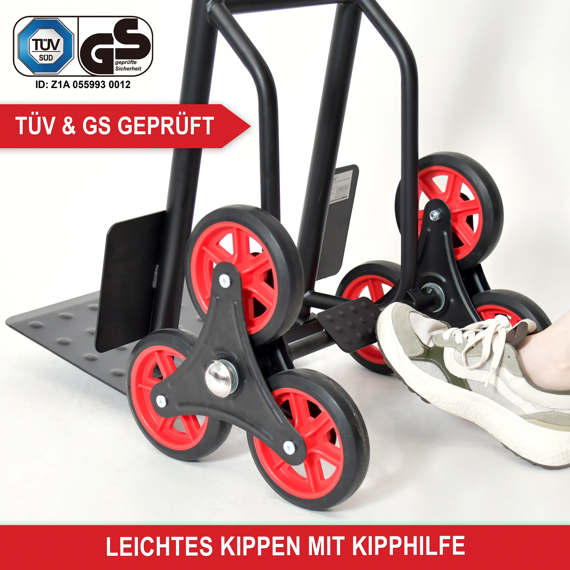 ONBEST 46433 Treppensackkarre; leichtes Kippen mit Kipphilfe, TÜV & GS geprüft