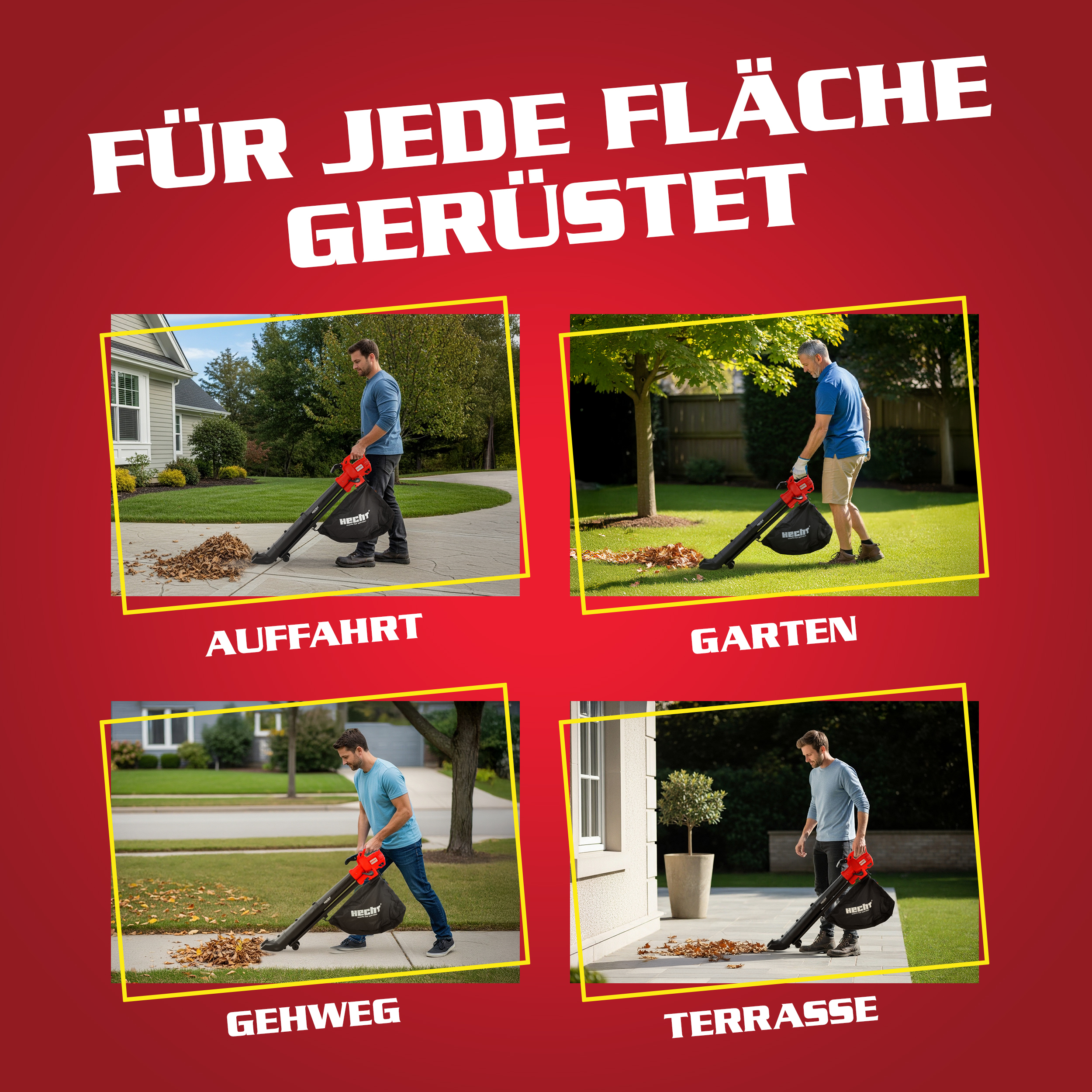 Elektro Laubsauger HECHT 3003 mit integriertem Fangsack für schnelles Arbeiten