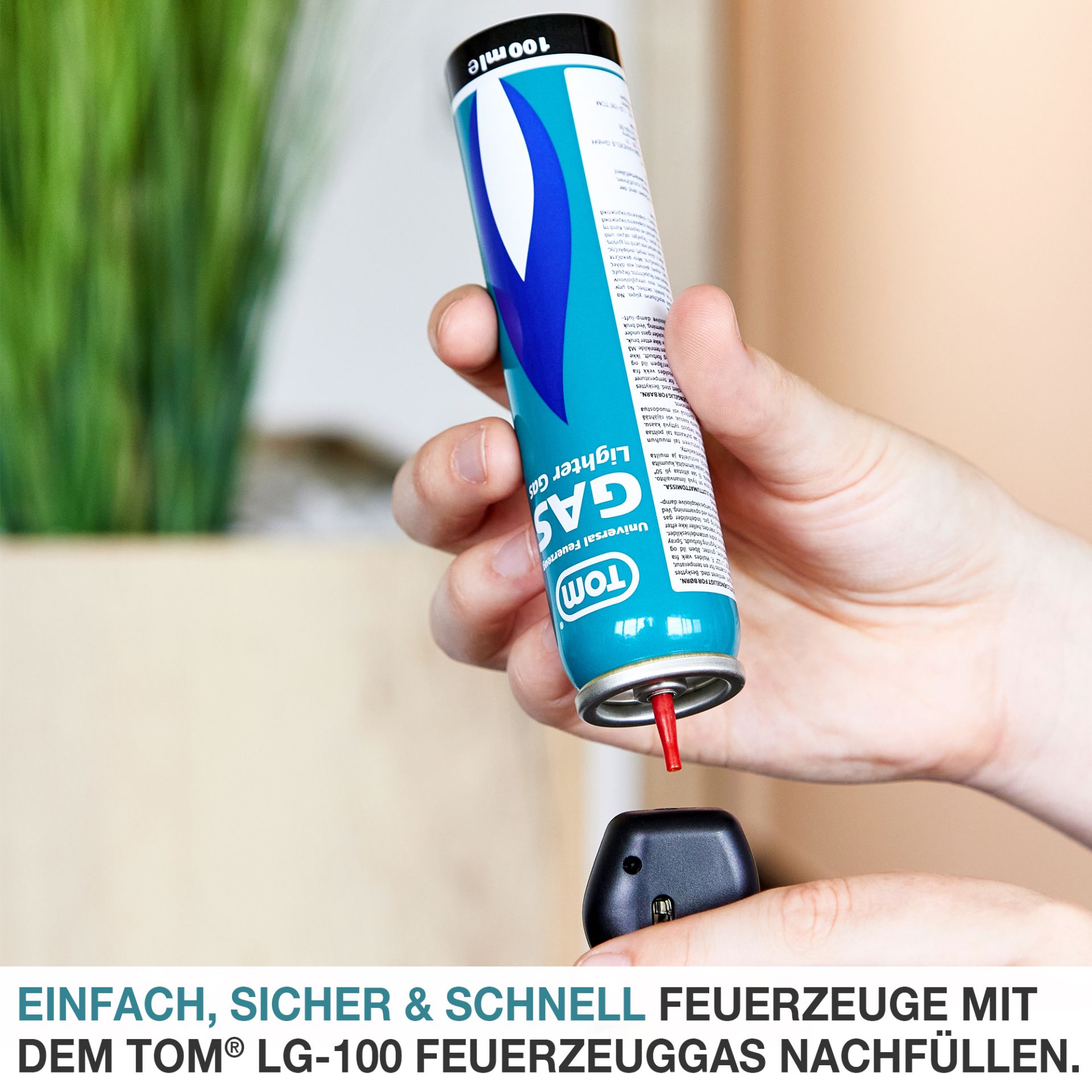 TOM LG-100 Feuerzeug Gas; einfach, sicher, schnell
