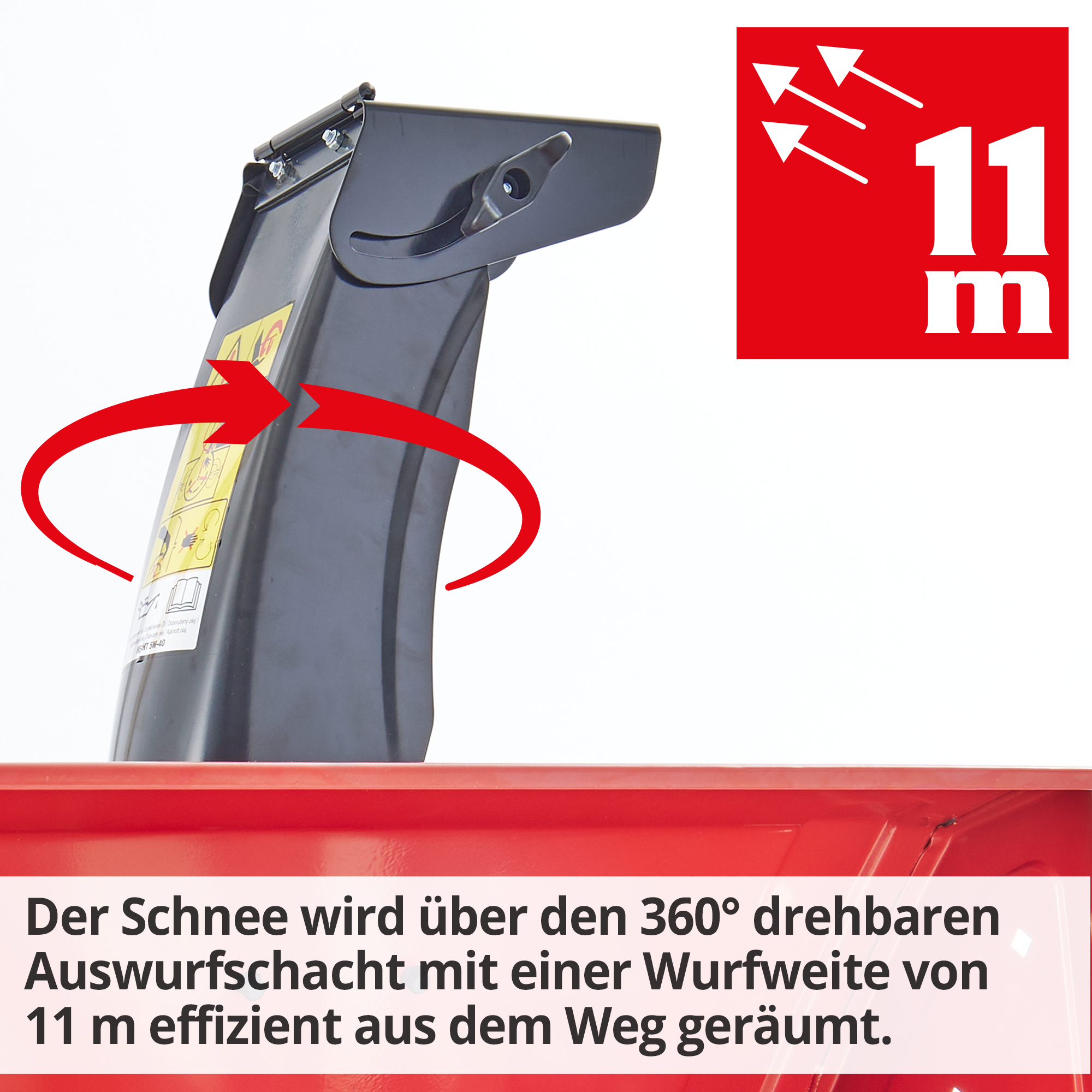 Die HECHT Benzin Kehrmaschine 8616 SE mit schwenkbaren Schneefräskopf und einer Auswurfweite von 11 Metern
