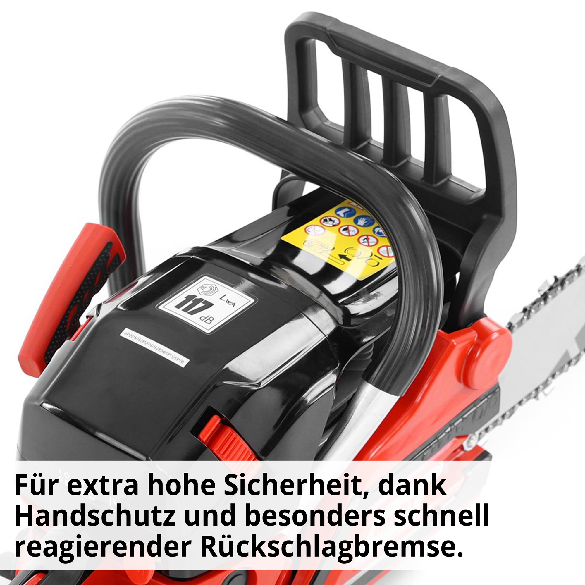HECHT 62 Motorsäge für extra hohe Sicherheit, dank Handschutz und besonders schnell reagierender Rückschlagbremse