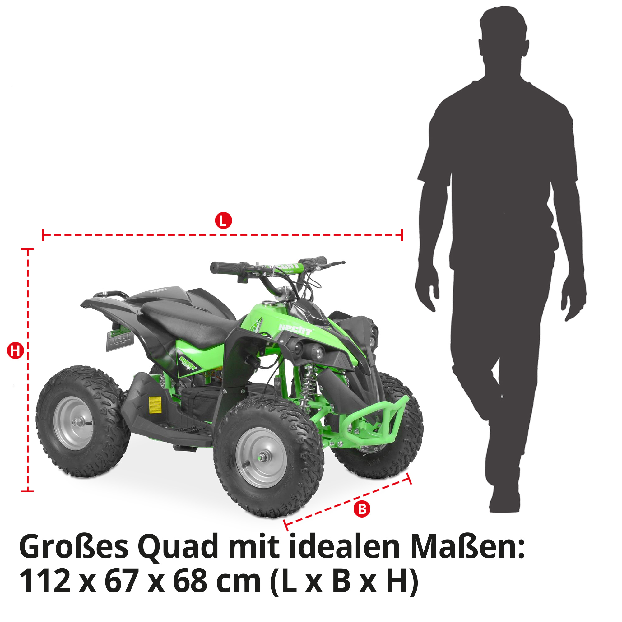 HECHT Elektro-Quad 51060 Grün Maße und Grösse  HECHT Elektro-Quad 51060 Grün Maße und Grösse