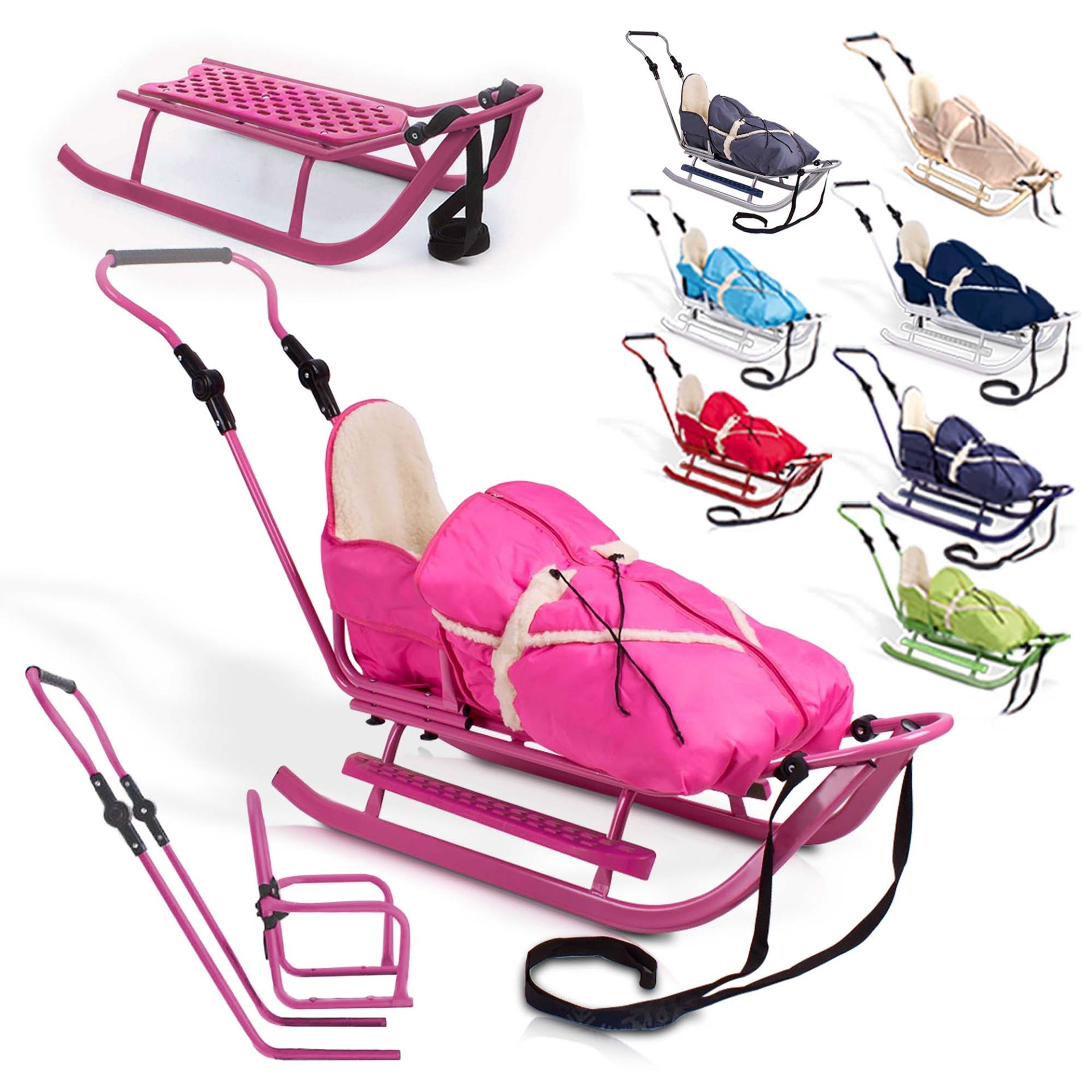 Sehr stabiler Holzschlitten mit verschiedenen Farbvarianten - Holzschnitten Rosa - Rosa