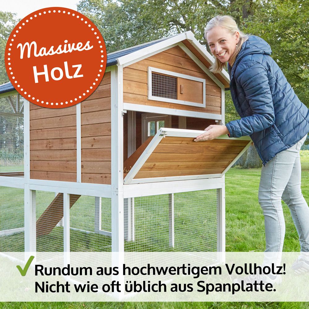 Hühnervoliere Alpenhof; massives Holz