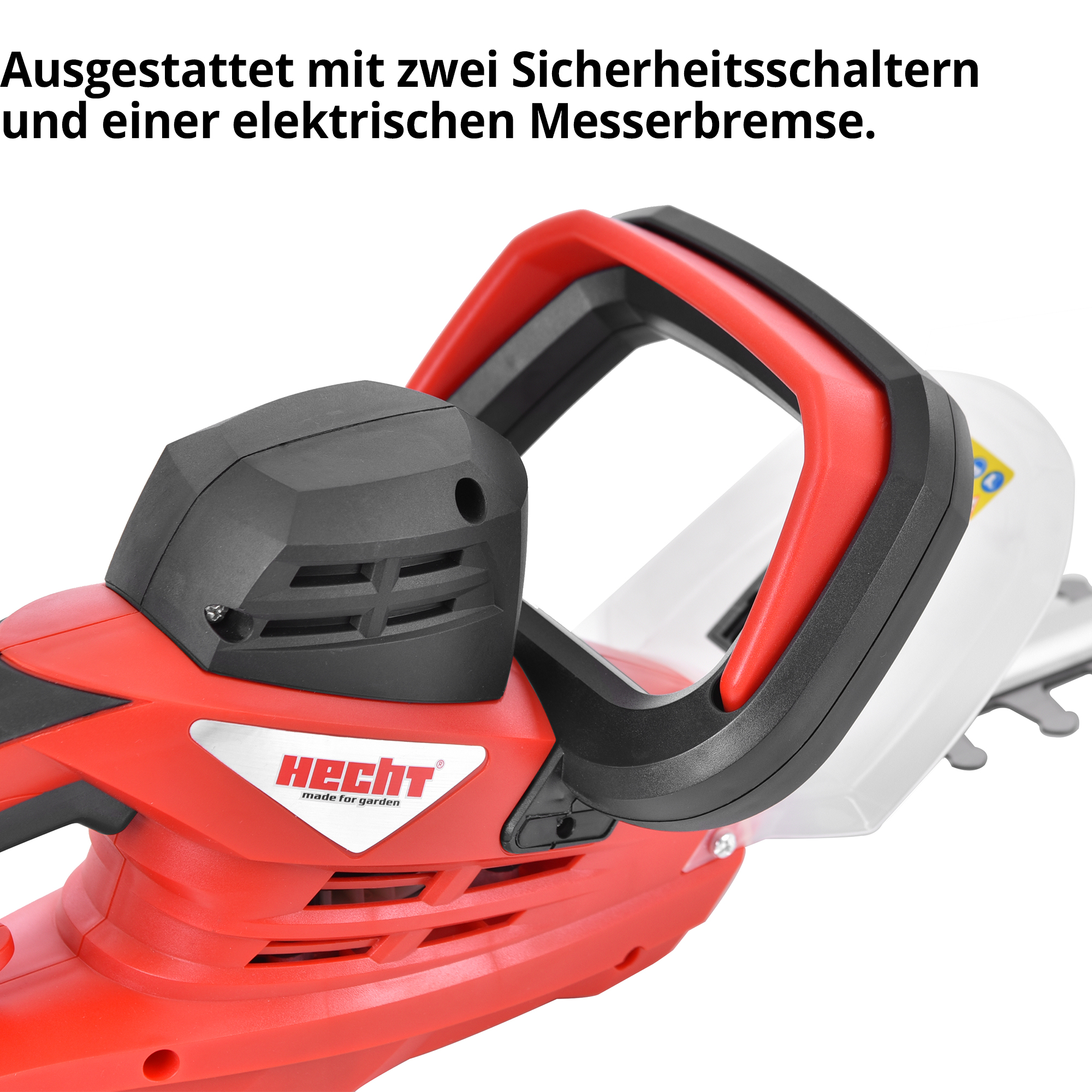 Elektro-Heckenschere mit Messerbremse und Sicherheitshaltern