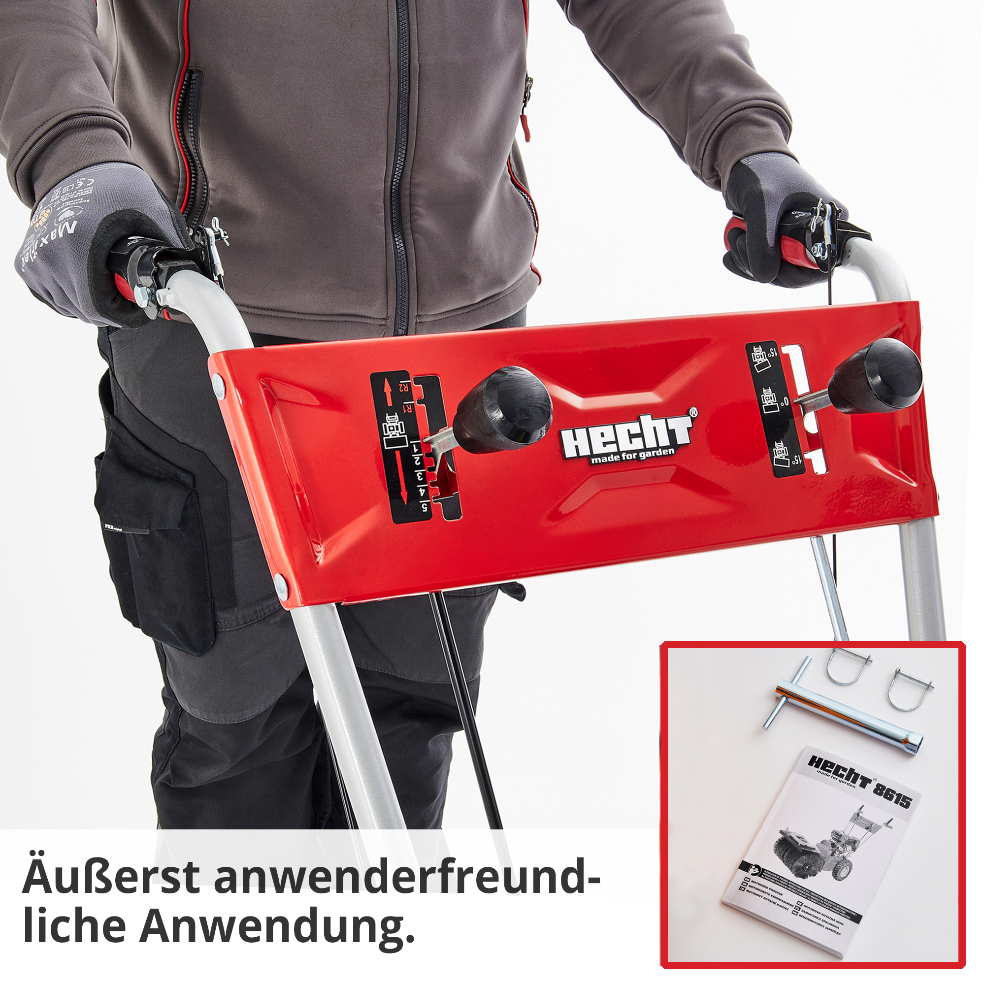 Hecht 8615 Kehrmaschine SET; Äußerst anwenderfreundliche Anwendung