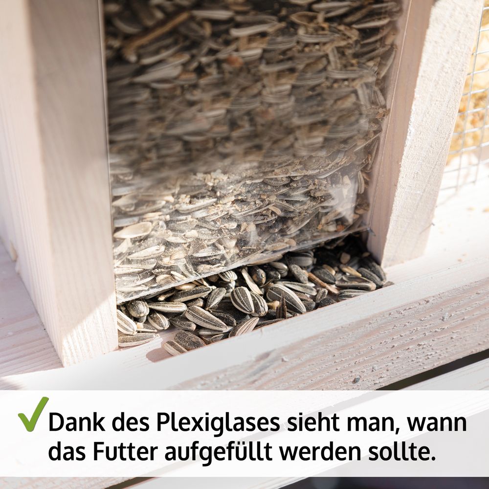 Vogelhaus Bird Kitchen; Plexiglas um Füllhöhe zu kontrollieren