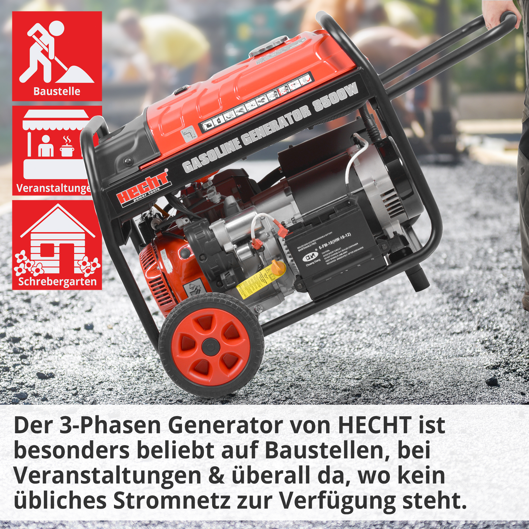 Stromgenerator HECHT für Baustelle & Veranstaltung – ideal ohne Stromanschluss