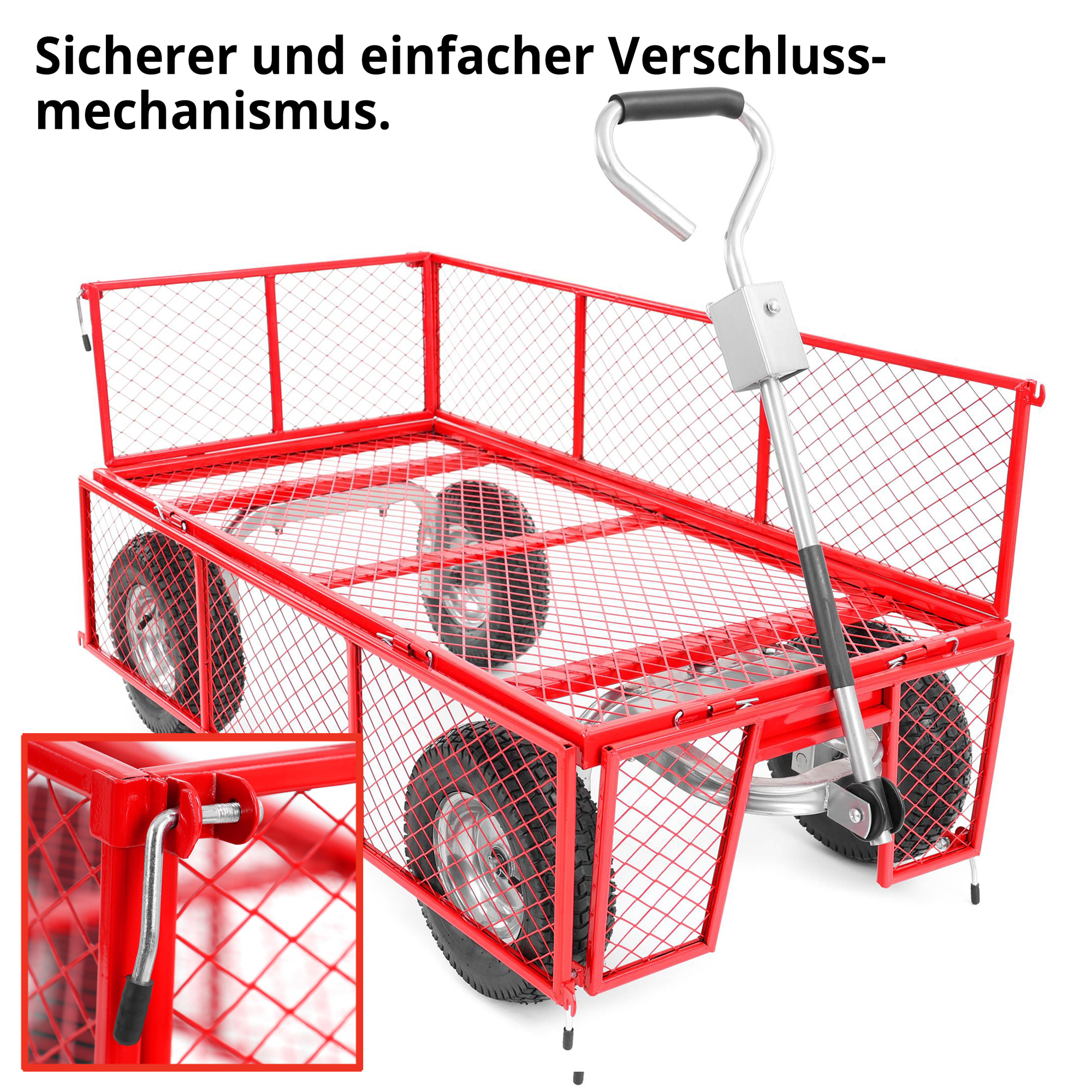 Hecht Transportwagen mit sicherem und einfachem Verschluss für die Seitenwände 