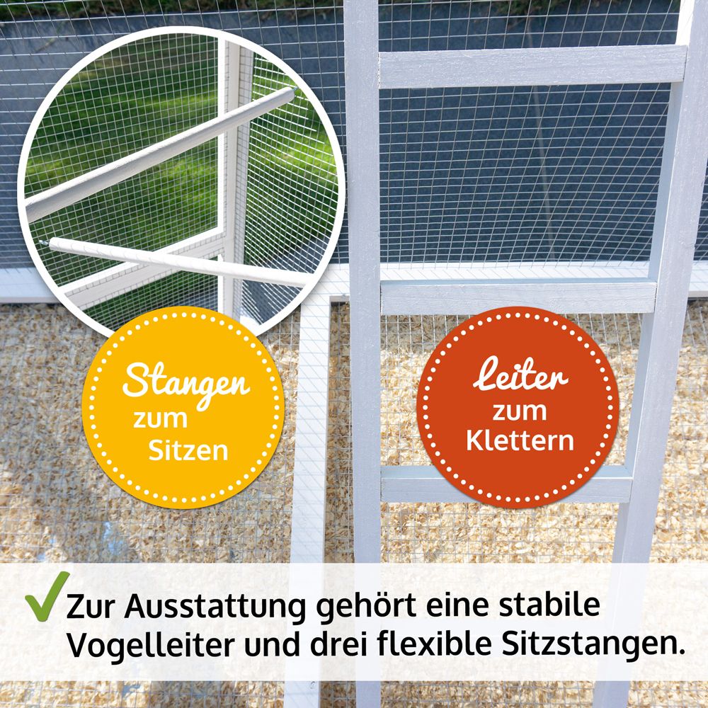 Vogelvoliere Apollo XL; Leiter und Stangen