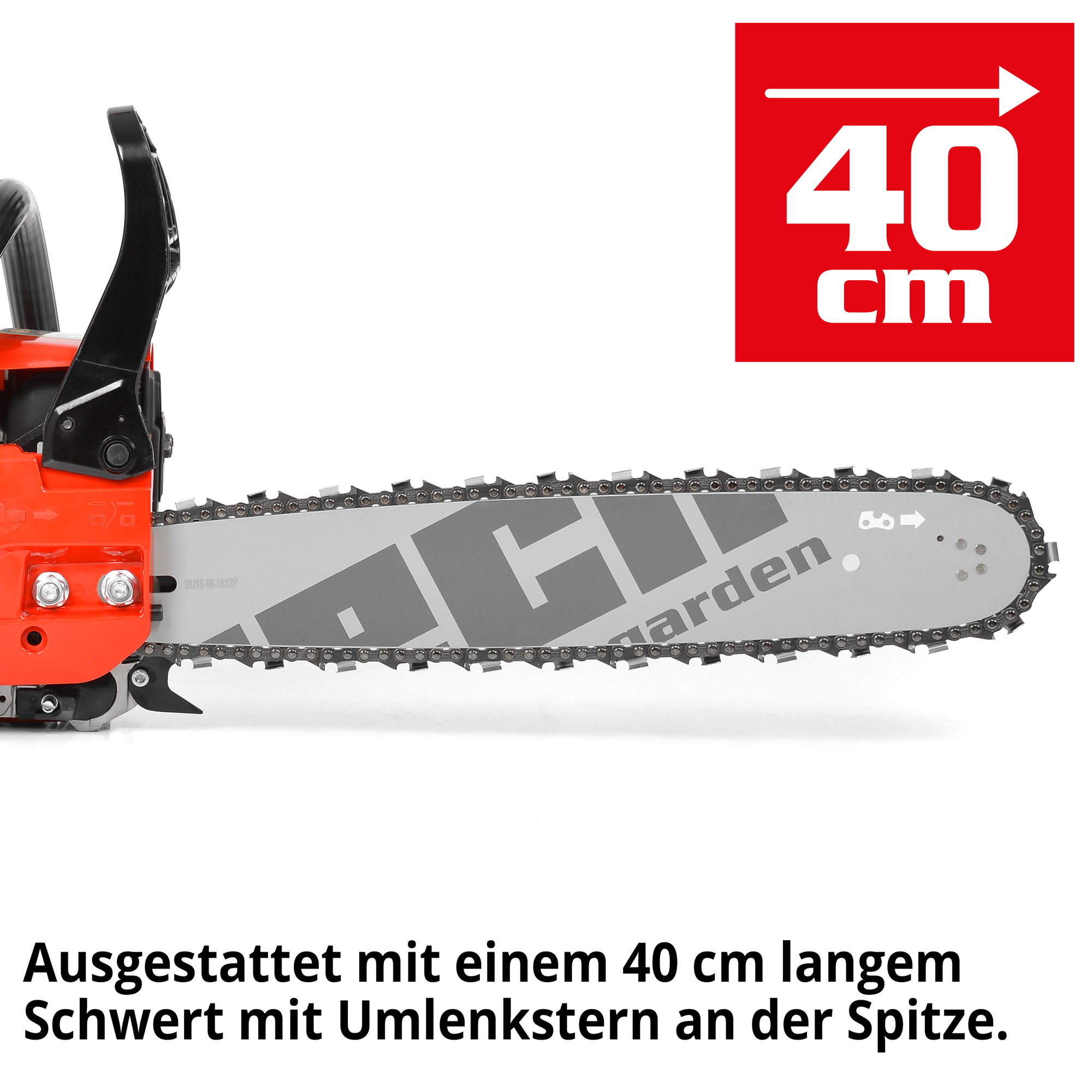 HECHT Motorsäge 45 Motorsäge  mit 40 cm langem Schwert mit Umlenkstern an der Spitze