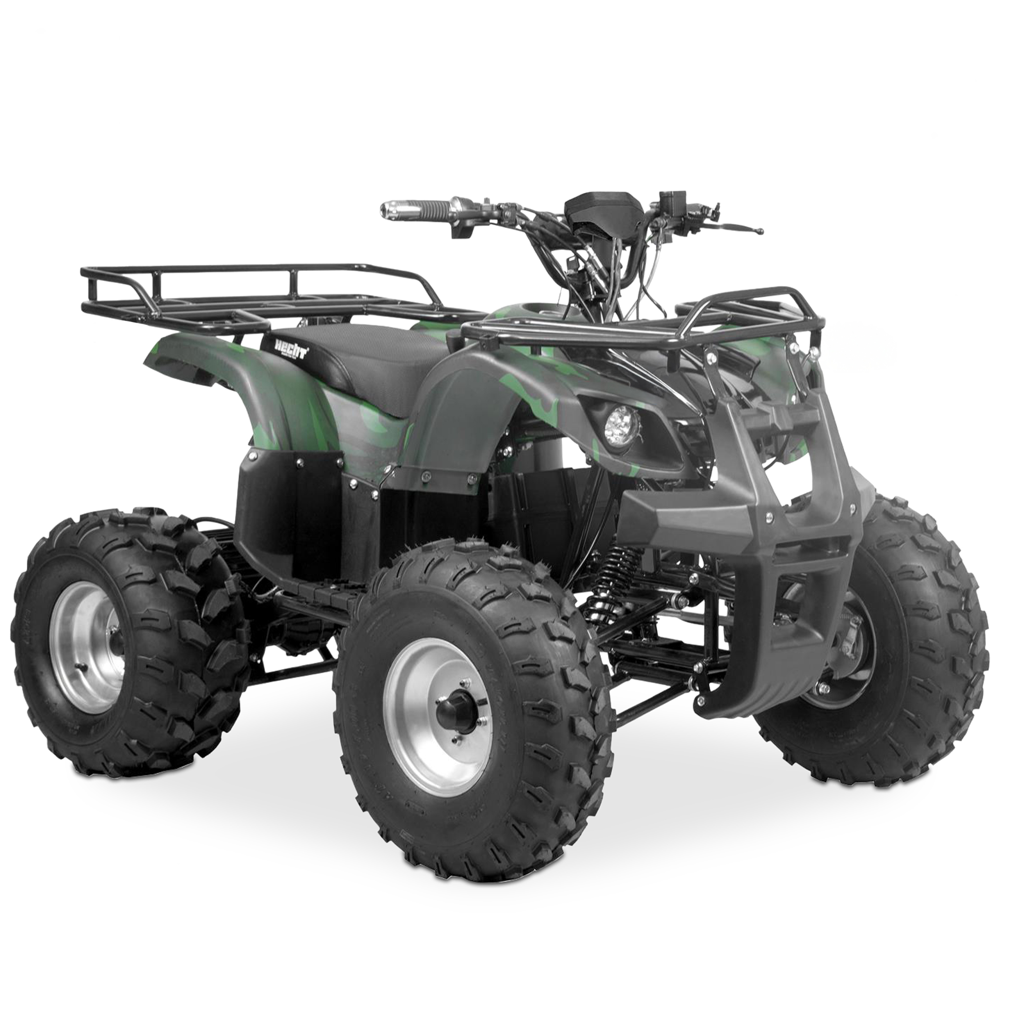 Elektro-Quad mit LED-Frontscheinwerfern und breiten Reifen für Geländefahrten