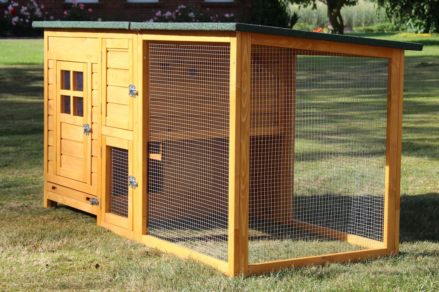 Hühnerstall Hühnervoliere Flexi Ansicht von der Seite