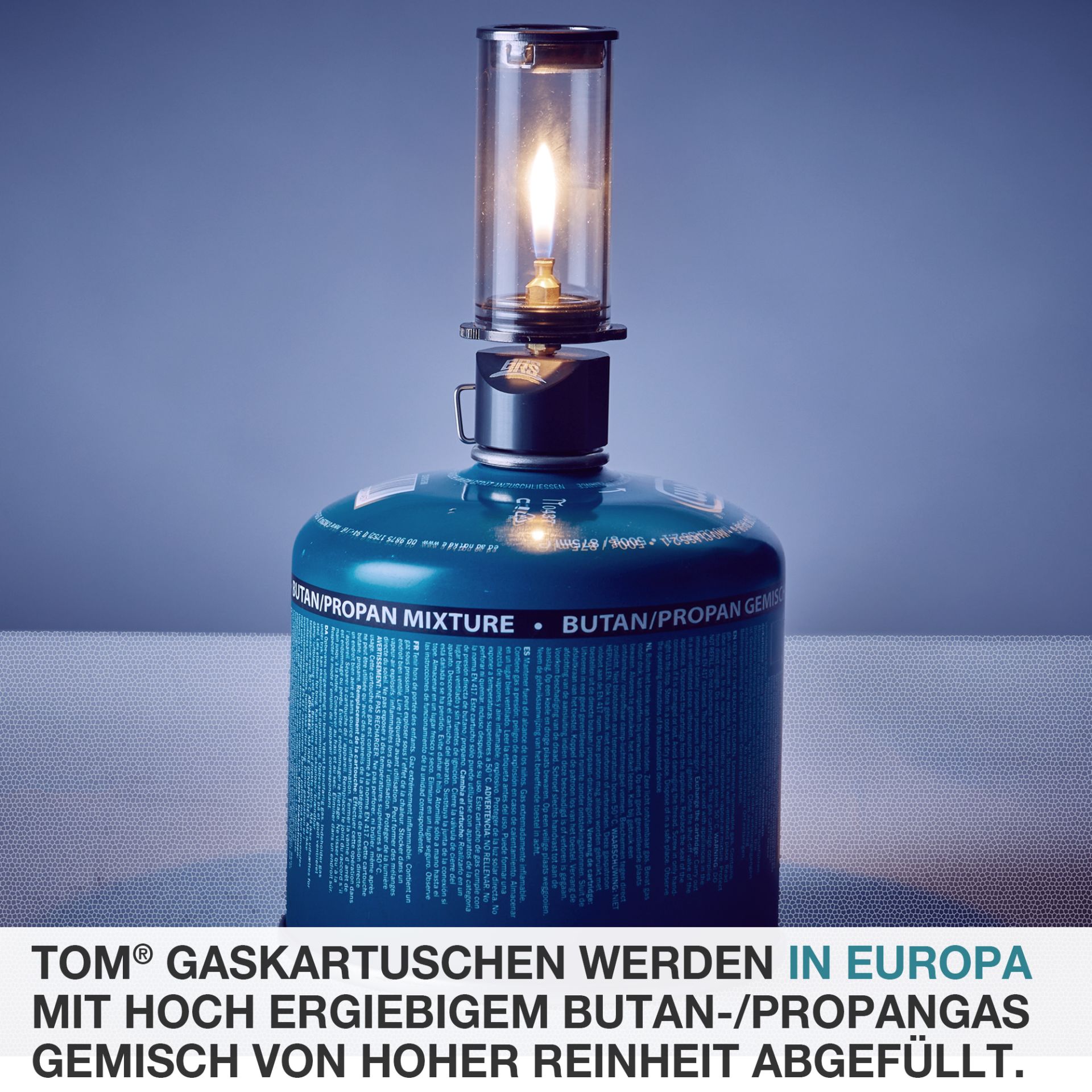 TOM CG-500 Butan Gas; Mit hoher Reinheit in Europa abgefüllt TOM CG-500 Butan Gas; Mit hoher Reinheit in Europa abgefüllt
