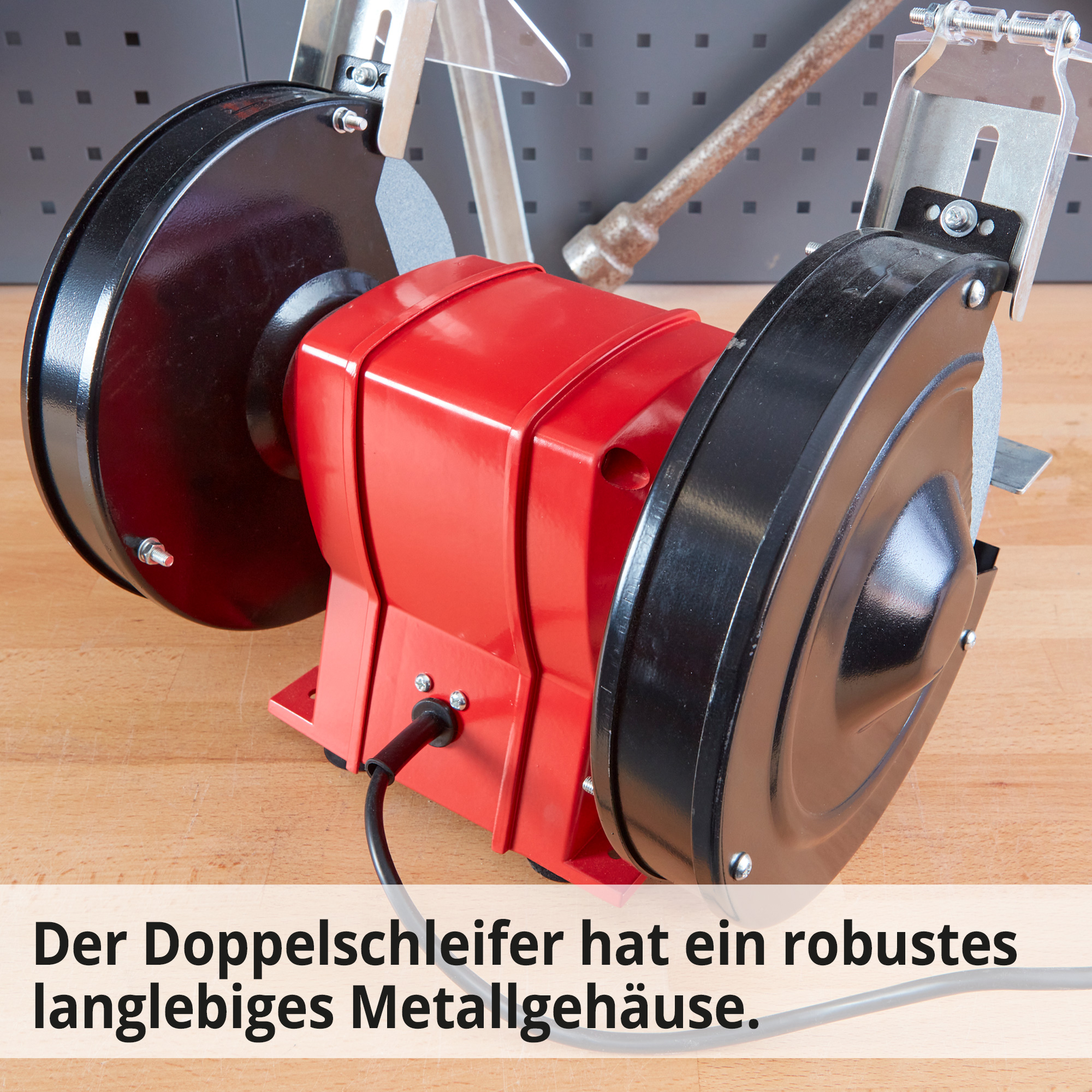 Hecht 1723 Doppelschleifer; Der Doppelschleifer hat ein robustes langlebiges Metallgehäuse