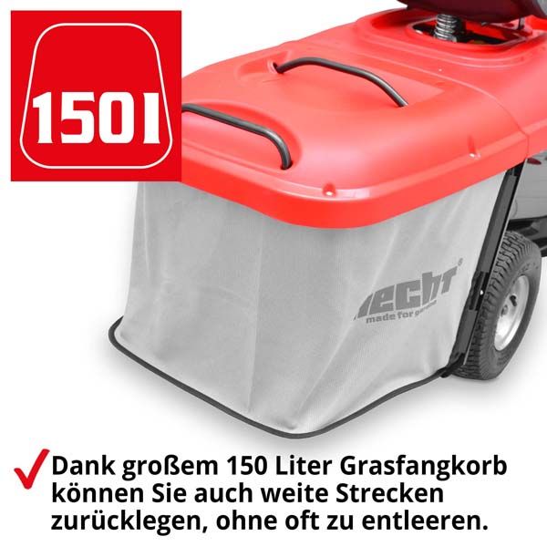 Benzin-Rasentraktor-Aufsatzmäher mit 150 Liter Grasfangkorb ideal für große Flächen 