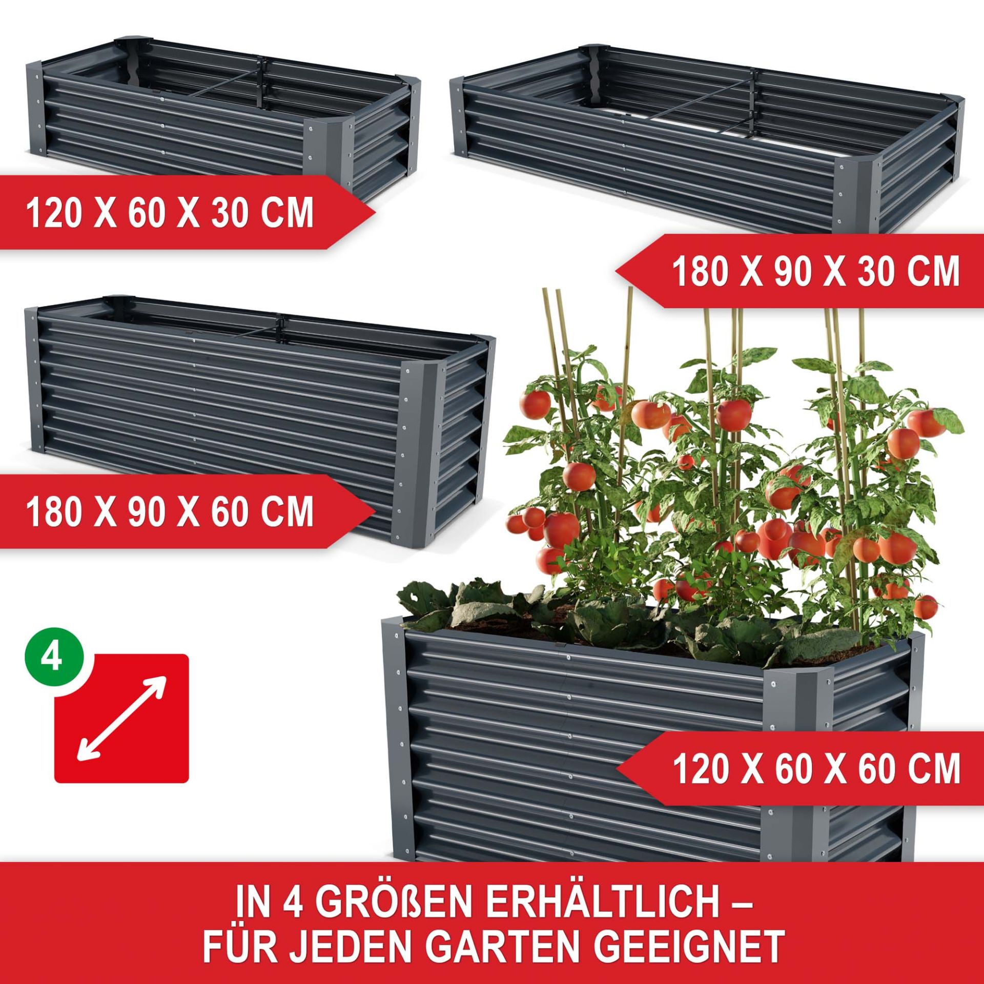 Hochbeet Stahl Anthrazit L - In 4 Größen erhältlich