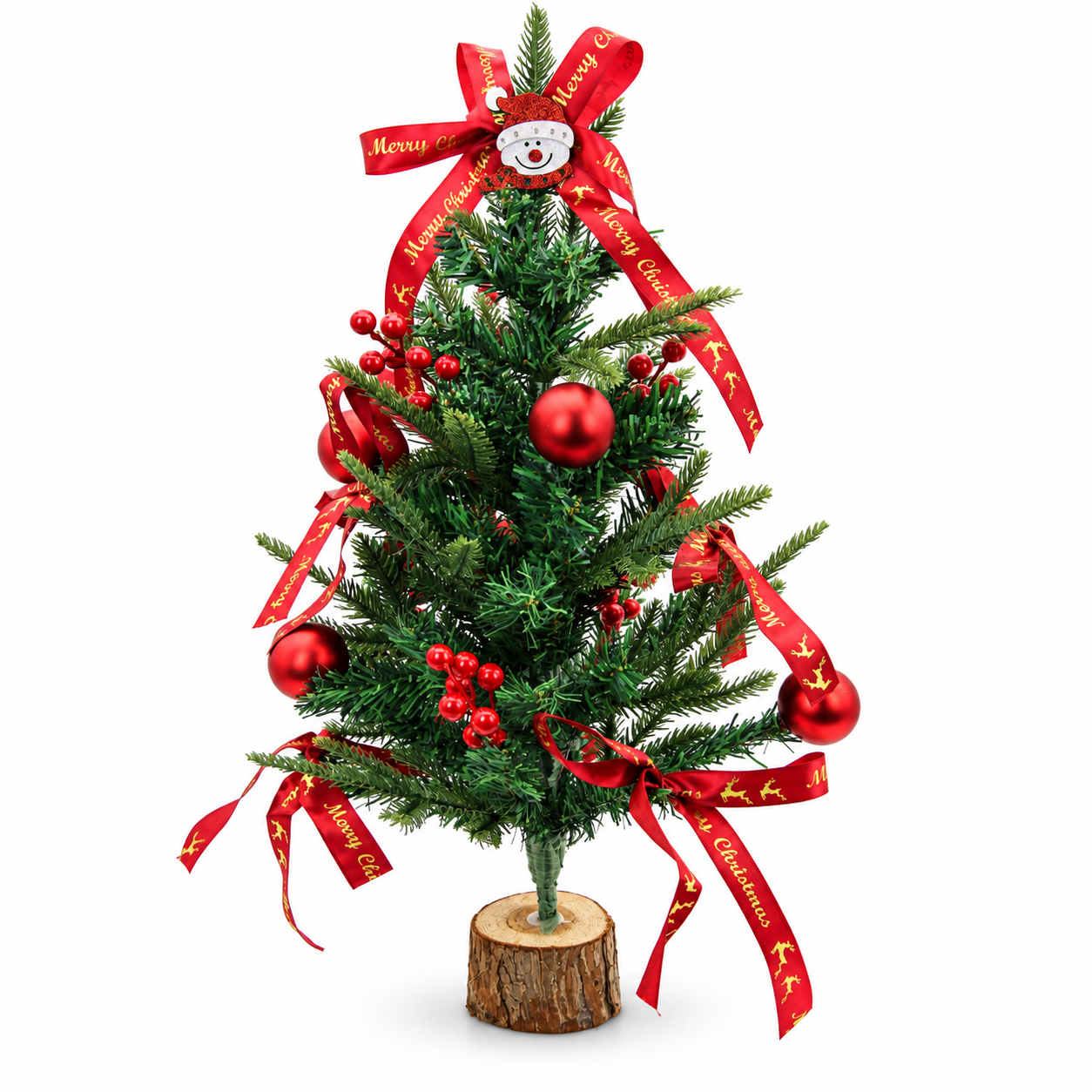 Onbest Weihnachtsbaum 60 cm Rote Schleife u. Rote Kugeln 48008 (Dieses Bild wurde mit Hilfe von KI generiert.)
