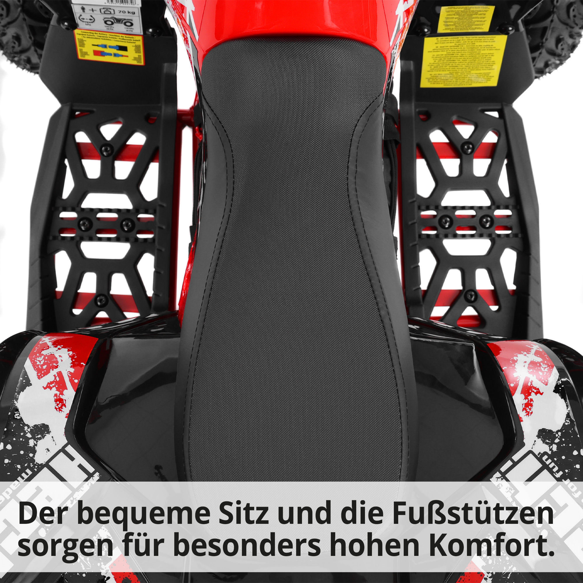 Elektro Quad; Bequemer Sitz und Fußstützen; hoher Kofort
