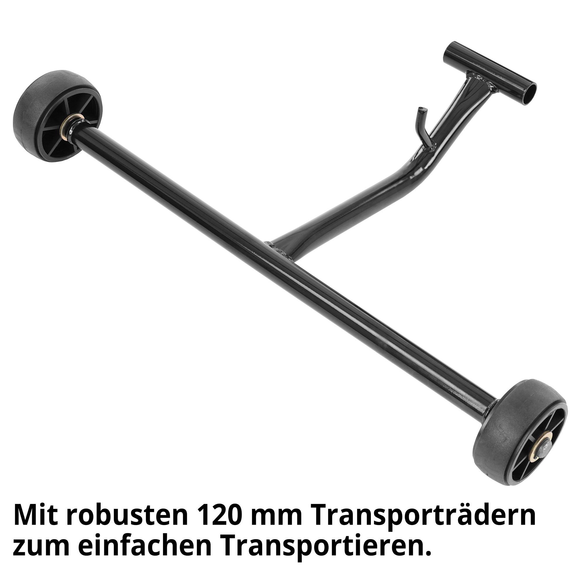 HECHT 1114 Rüttelplatte mit robusten 120 mm Transporträdern zum einfachen Transportieren
