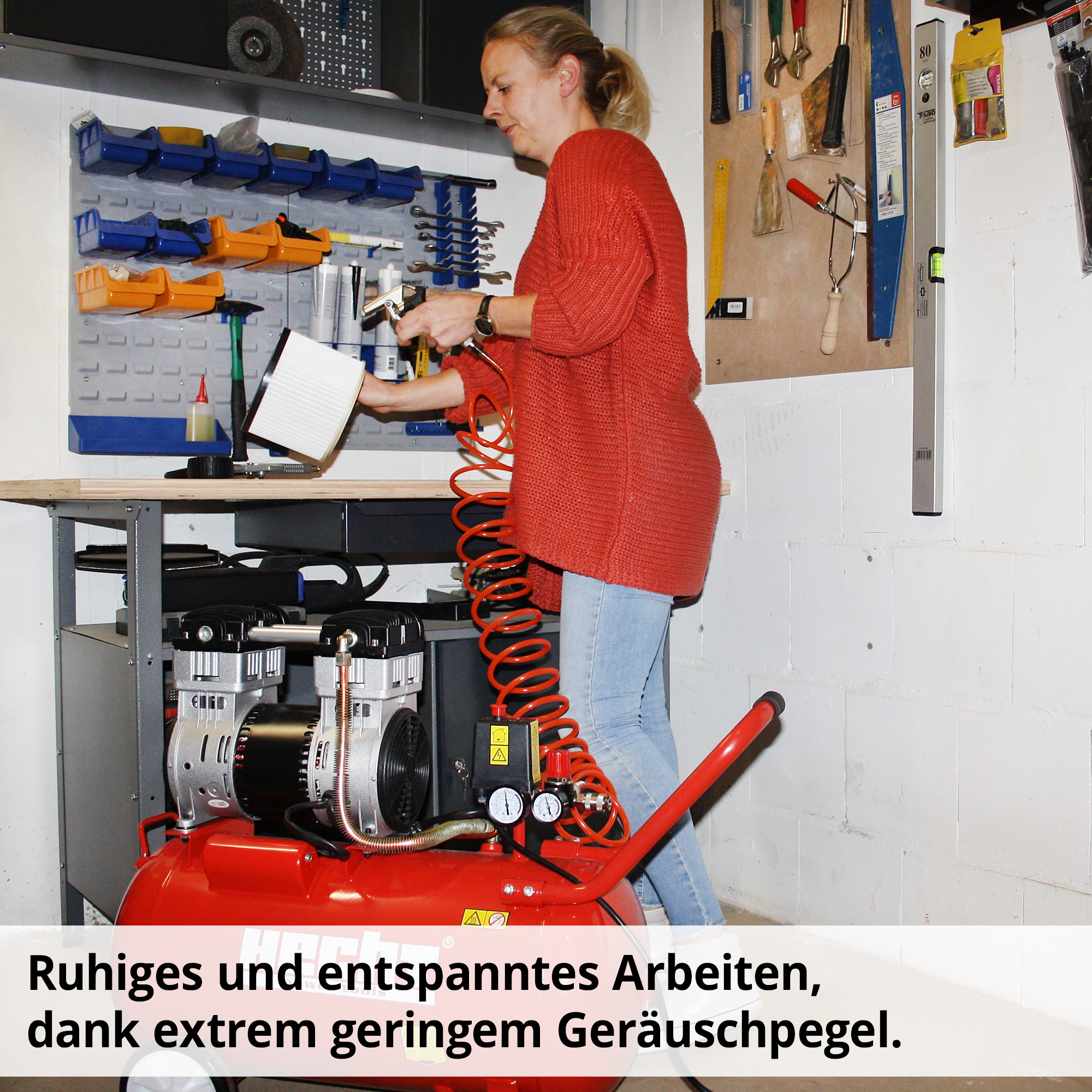 HECHT Flüster Kompressor »2085« Flüster Kompressor mit geringem Geräuschpegel