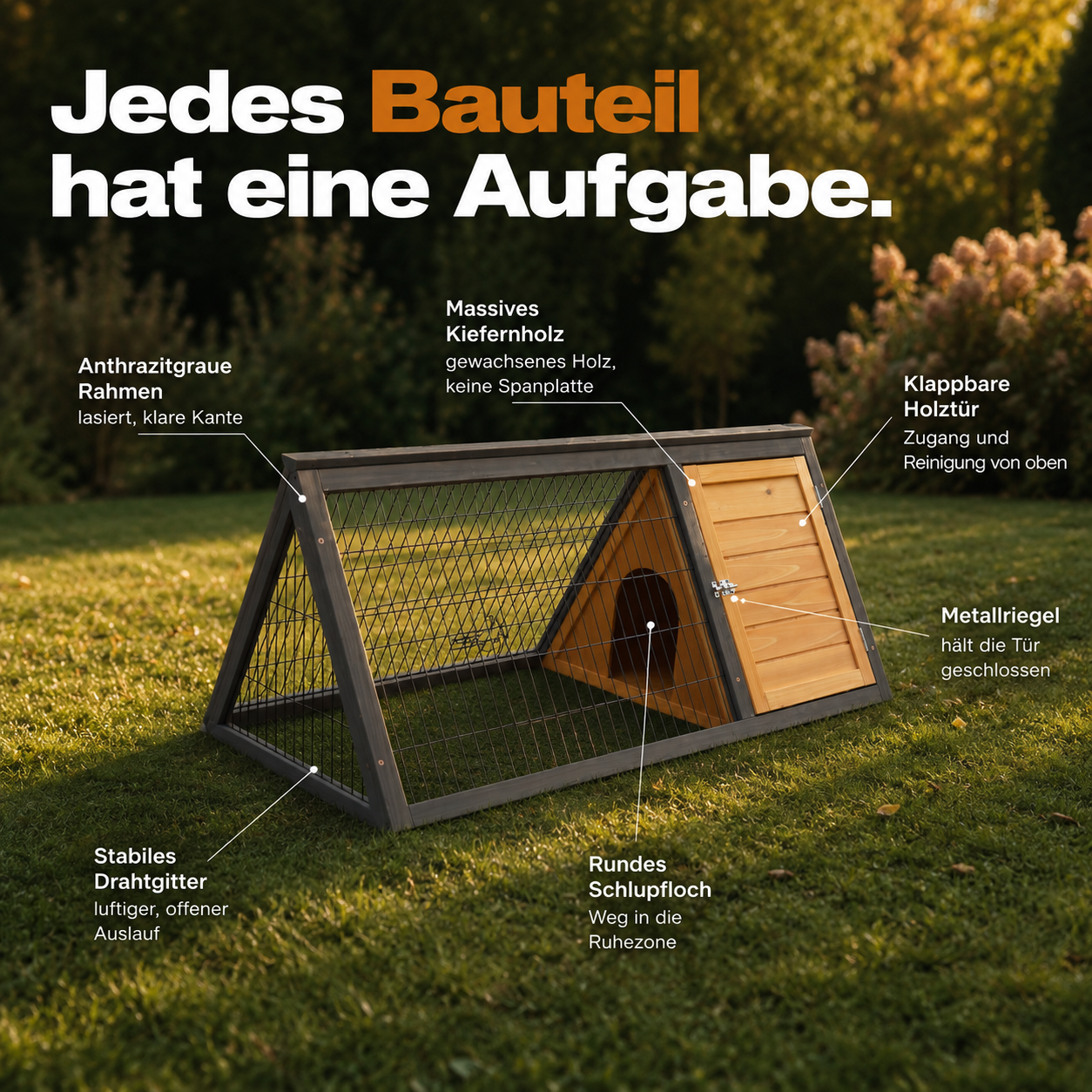 Maße vom zooprinz Hasenstall: 115 cm Aufstellbreite, 56,5 cm Tiefe