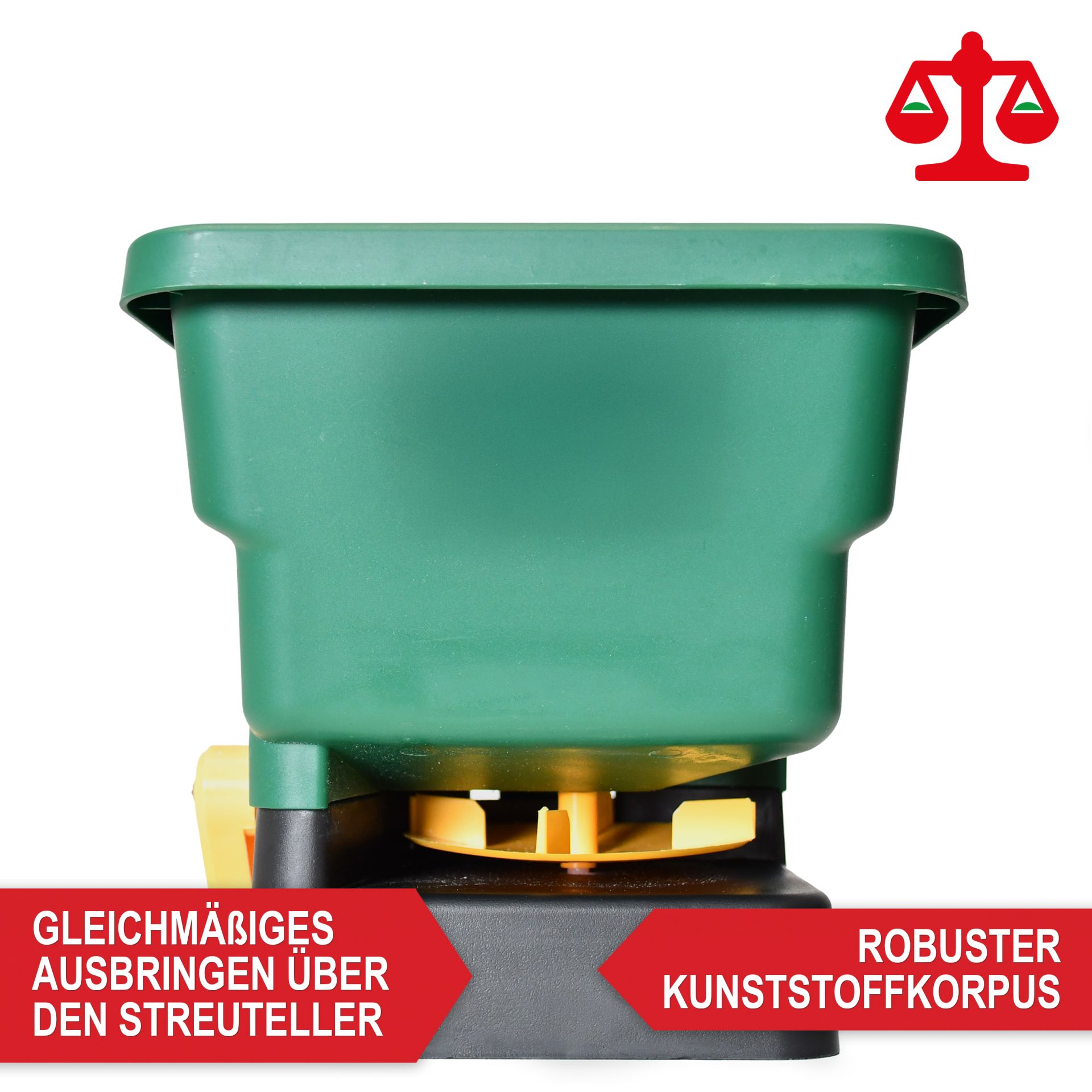 Handstreuer HS30 - gleichmäßiges Ausbringen über den Streuteller; robuster Kunststoffkorpus