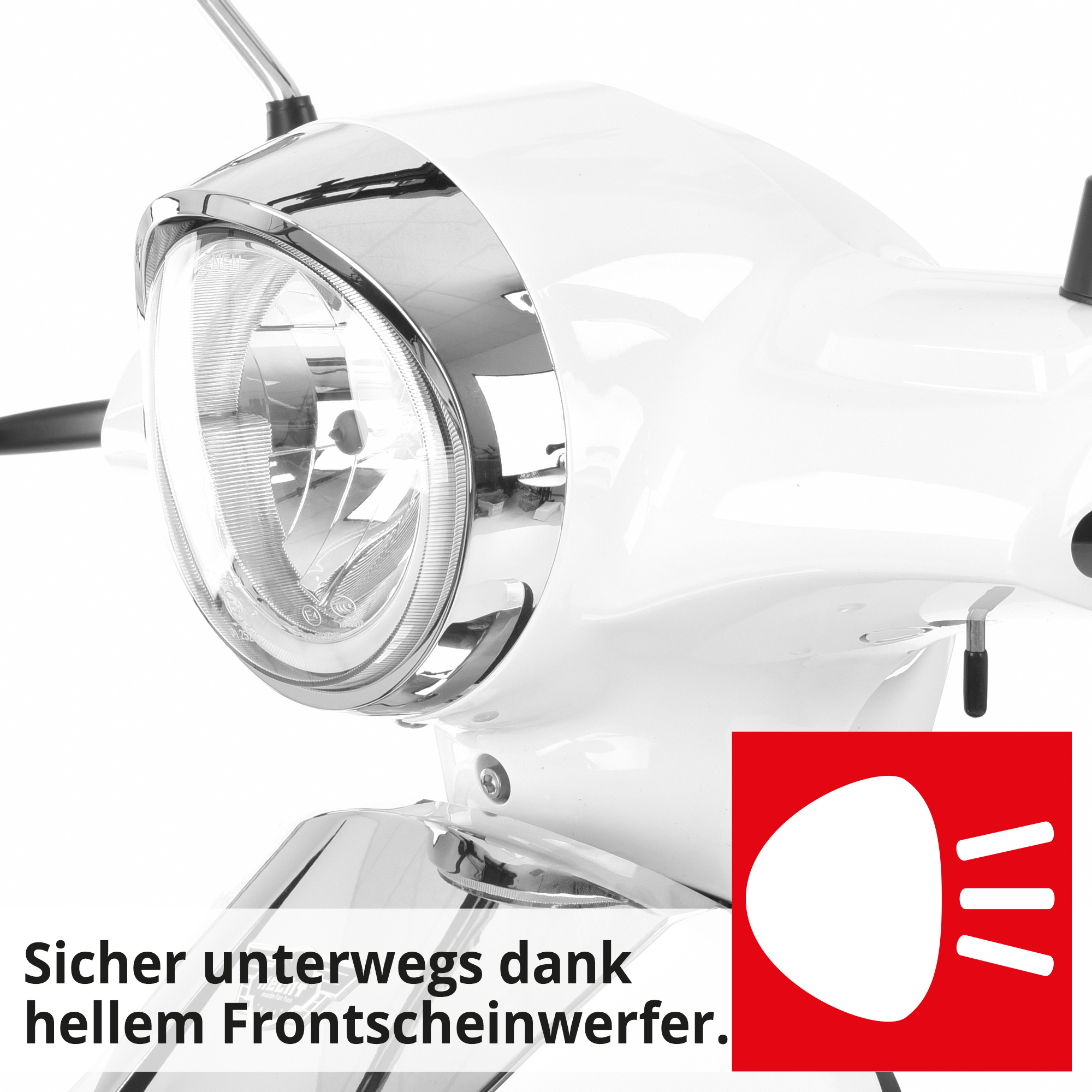 HECHT CITISMAX Weiß Seniorenfahrzeug mit hellem Frontscheinwerfer