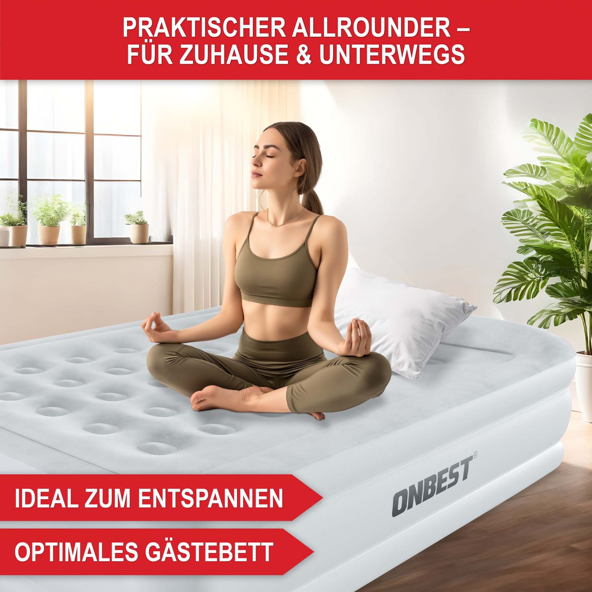 Luftbett Kingsize Weiß - praktischer Allrounder für Zuhause und Unterwegs; ideal zum entspannen; optimales Gästebett