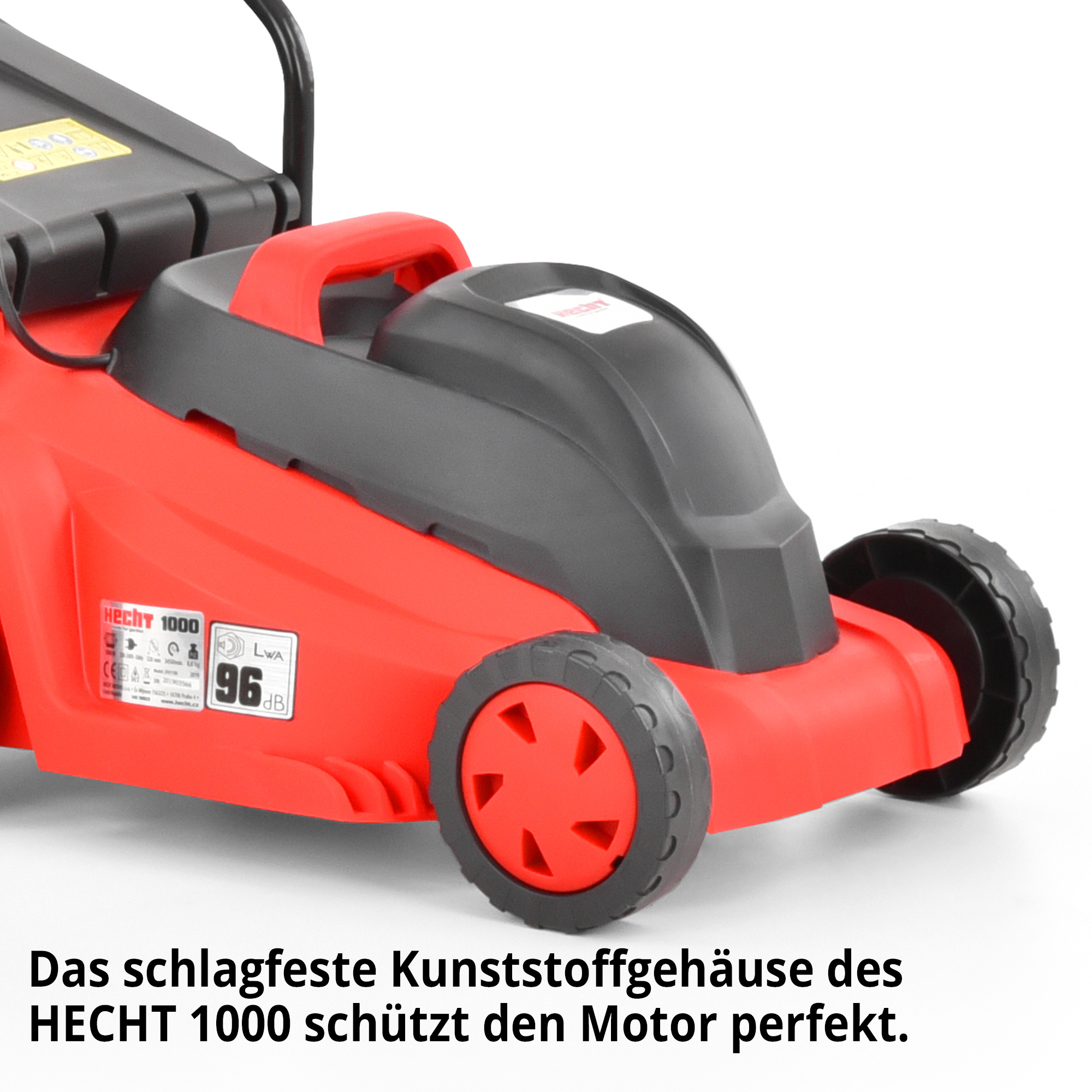 Elektro-Rasenmäher mir robusten Kunstgehäuse schützt denn leistungsstarken Elektro-Motor 