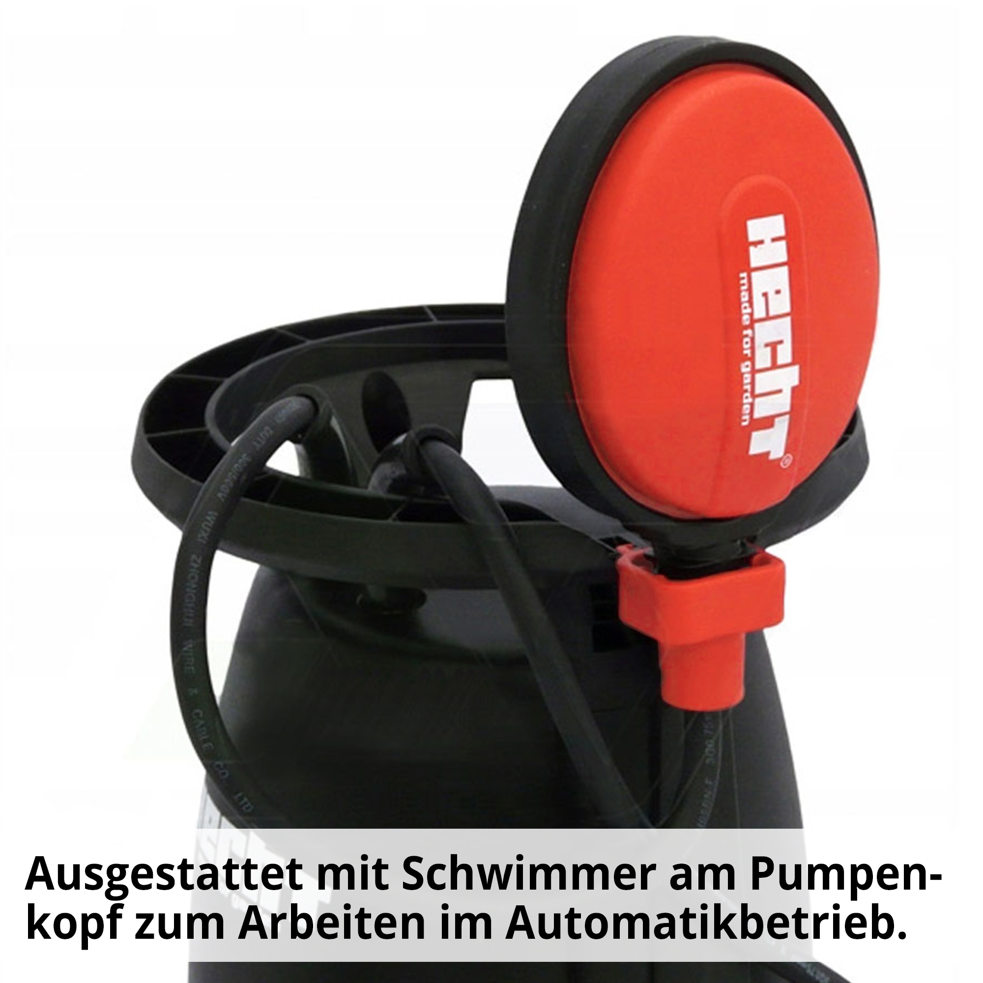 Tauchpumpe; Ausgestattet mit Schwimmer am Pumpenkopf zum Arbeiten im Automatikbetrieb