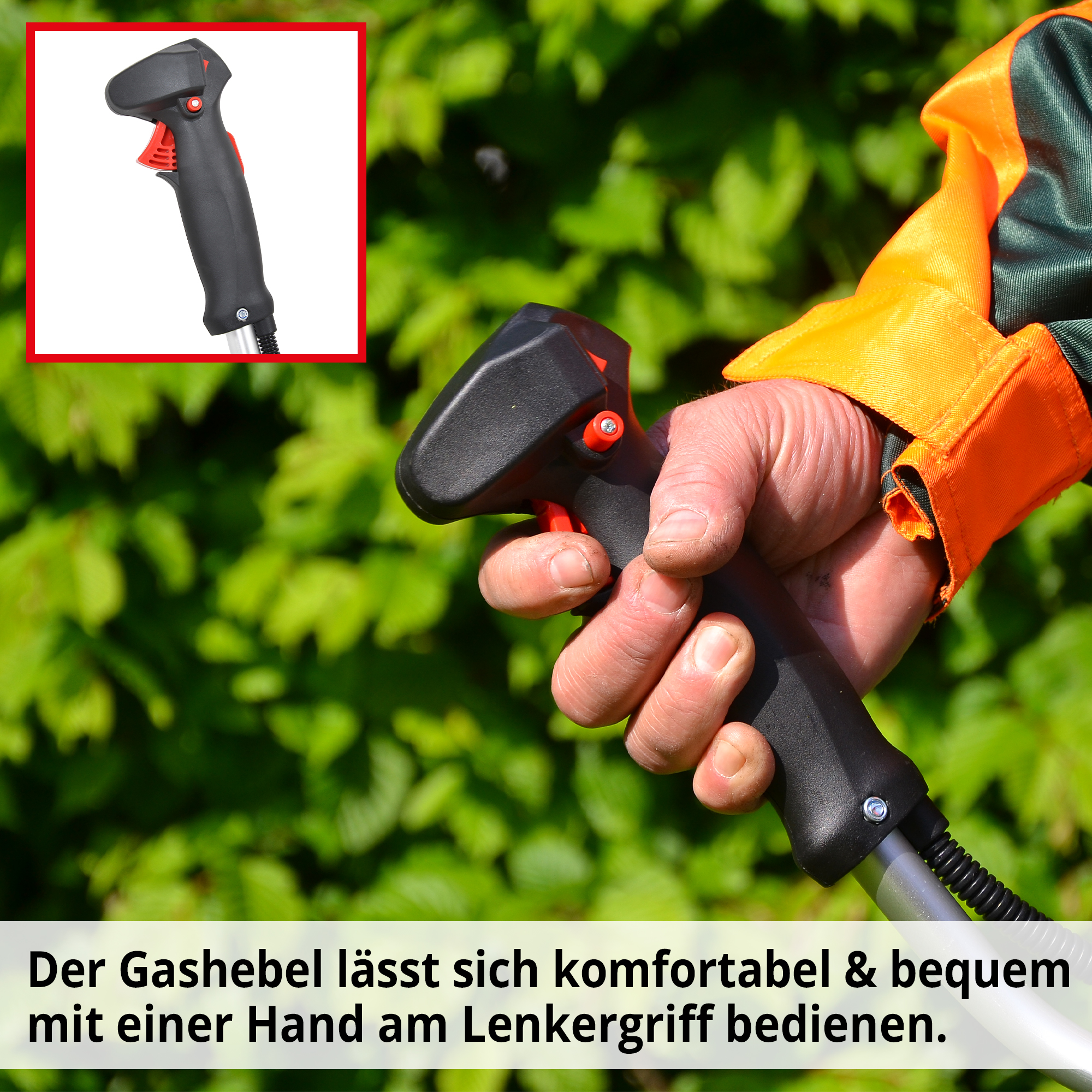 Hecht Benzin-Freischneider 142 BTS mit Gashebel bequem am Lenkgriff 