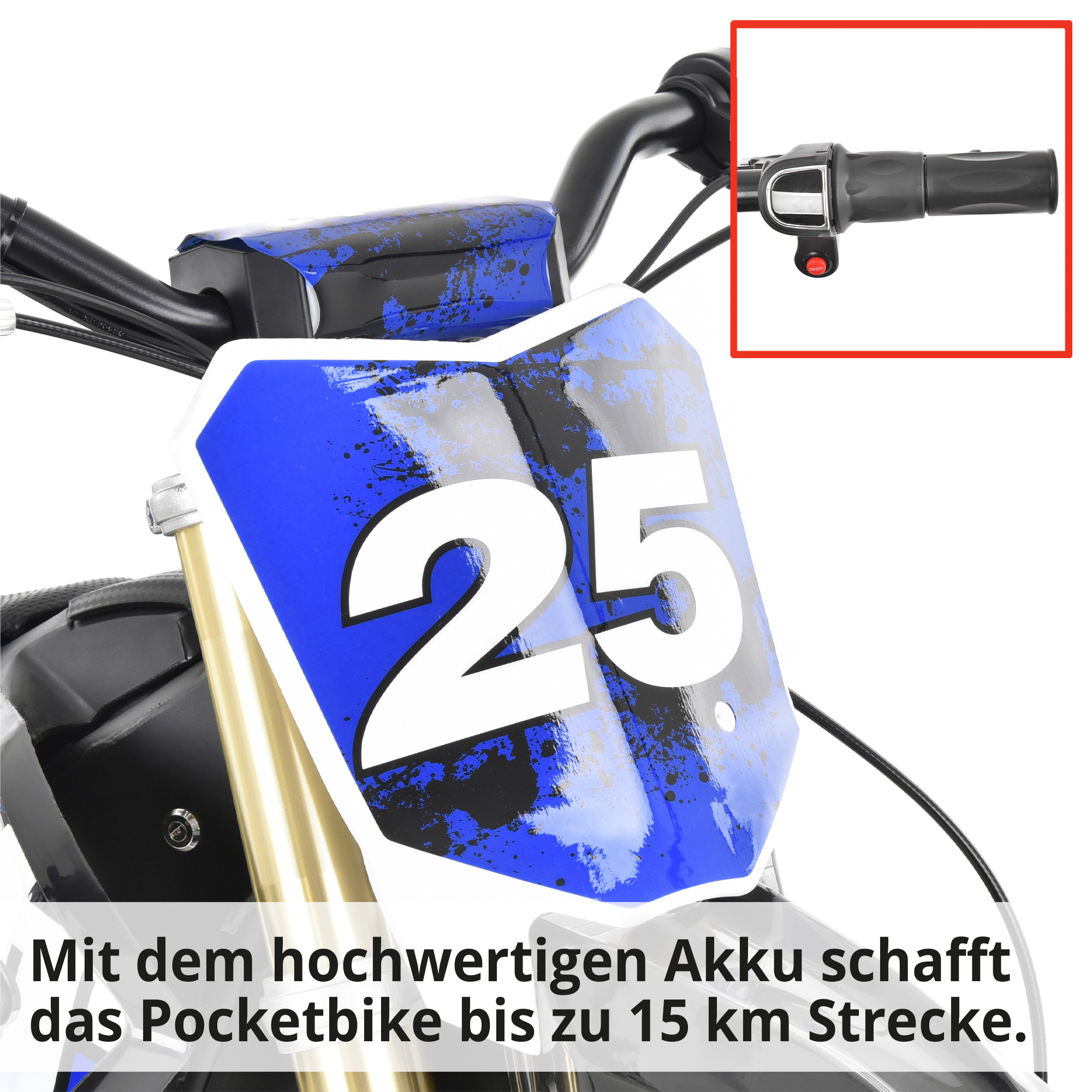 Hecht 59100 Elektro Pocketbike Blau; Mit dem hochwertigen Akku schafft das Pocketbike weite Strecken