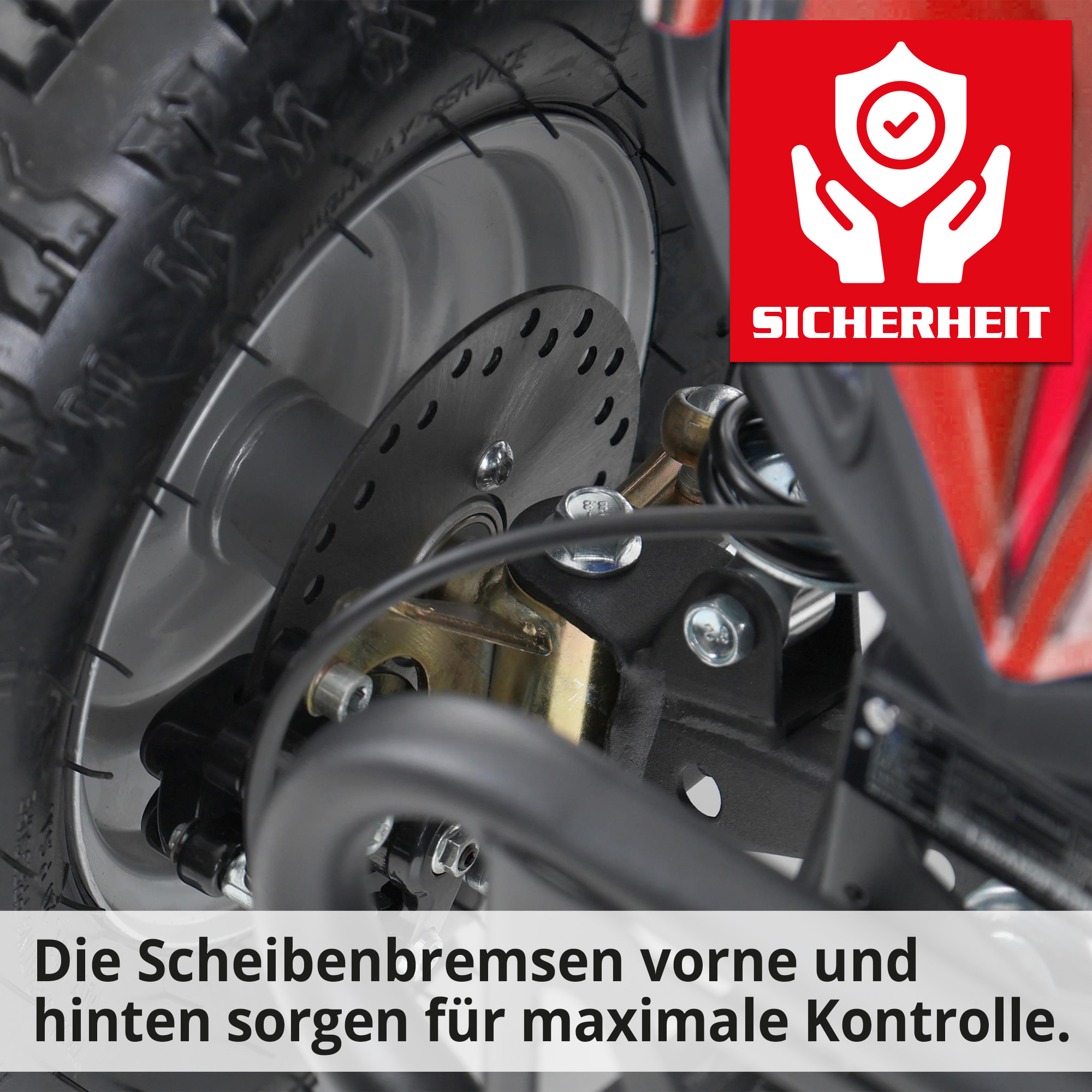 Hecht 54100 Rot QUAD - Quad mit Straßenzulassung mit Bremsscheiben vorne und hinten für maximale Sicherheit