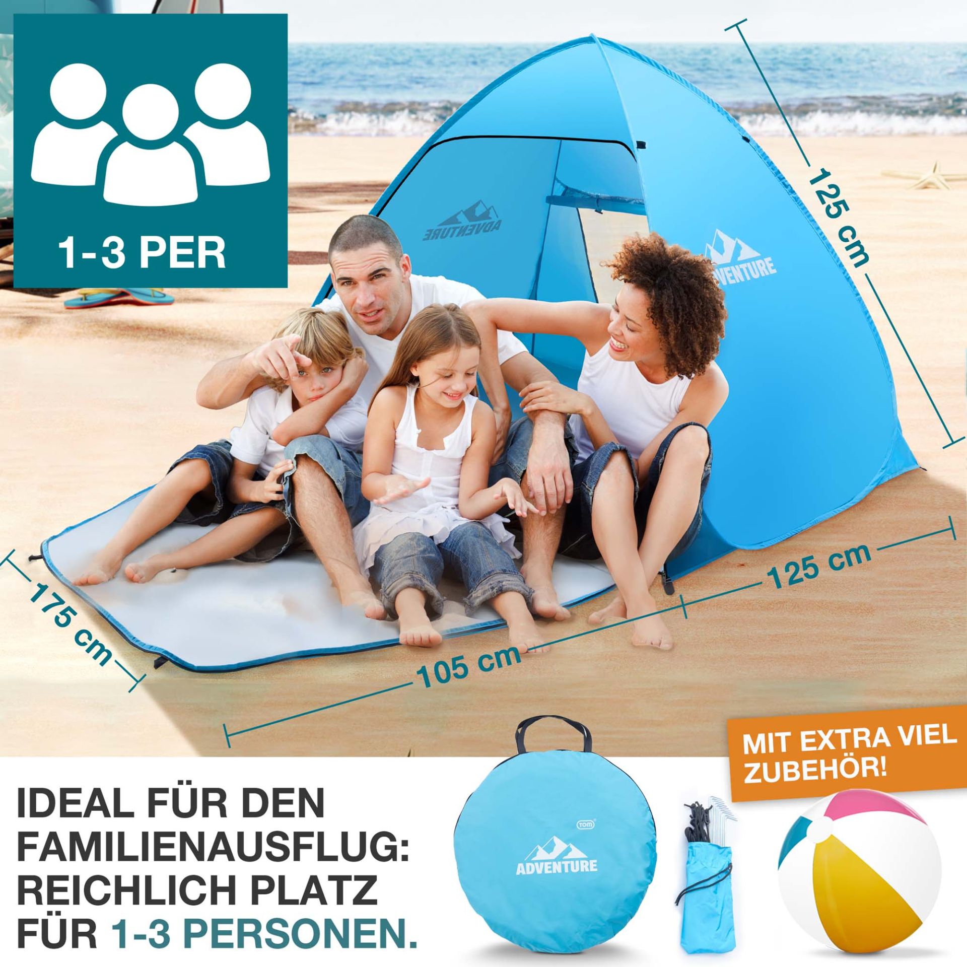 Tom Strandmuschel BS-100 für 1 bis 3 Personen