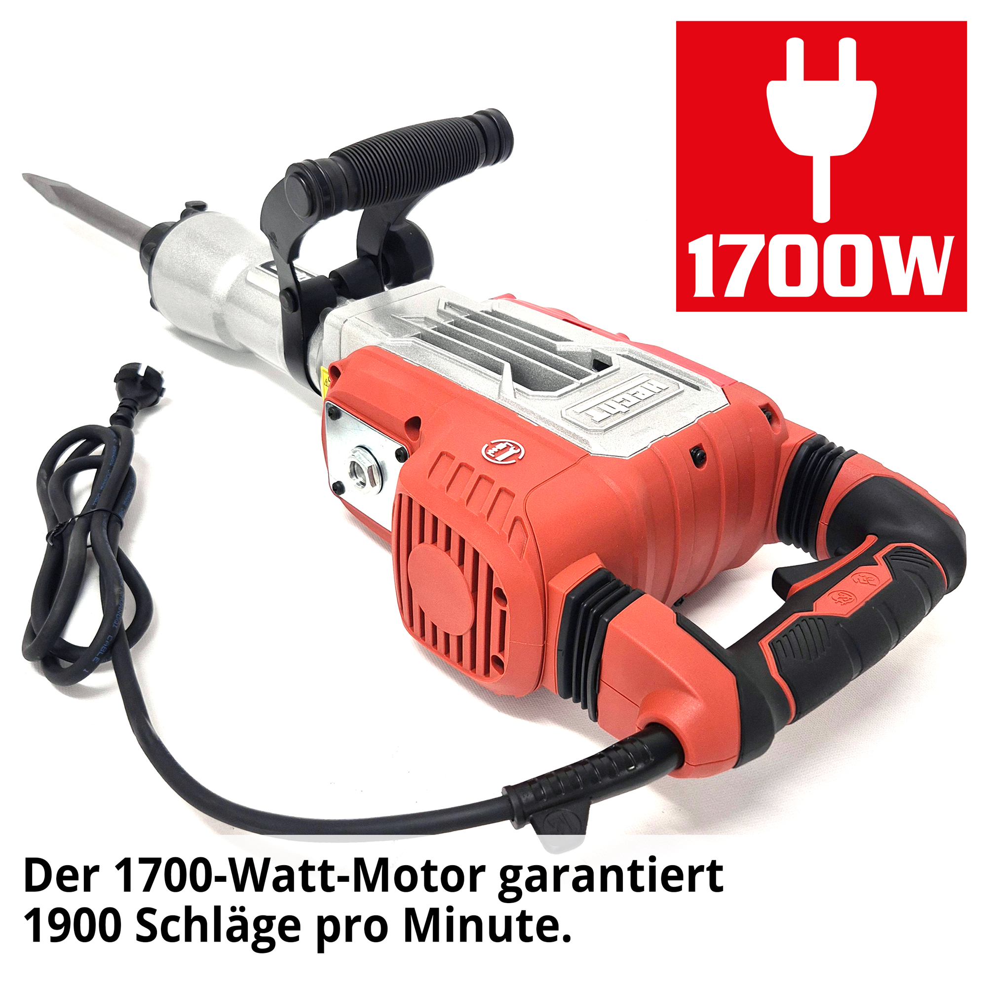 Motor 1700 Watt Stemmhammer leistungsstark Elektroantrieb HECHT 1093 Schlagzahl