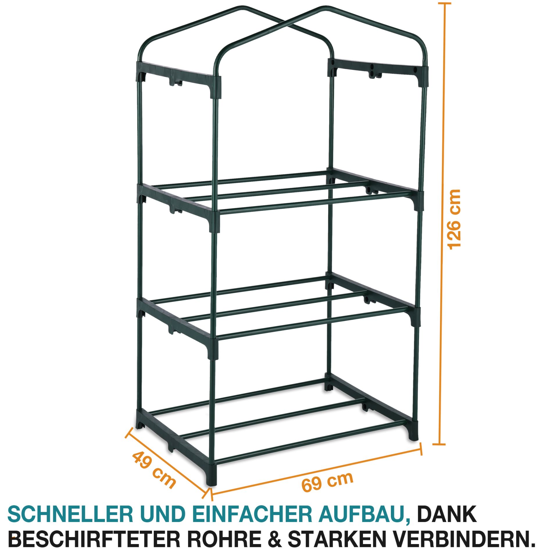 TOM Anzucht Gewächshaus GH-33; 49 x 69 x 126 Zentimeter
