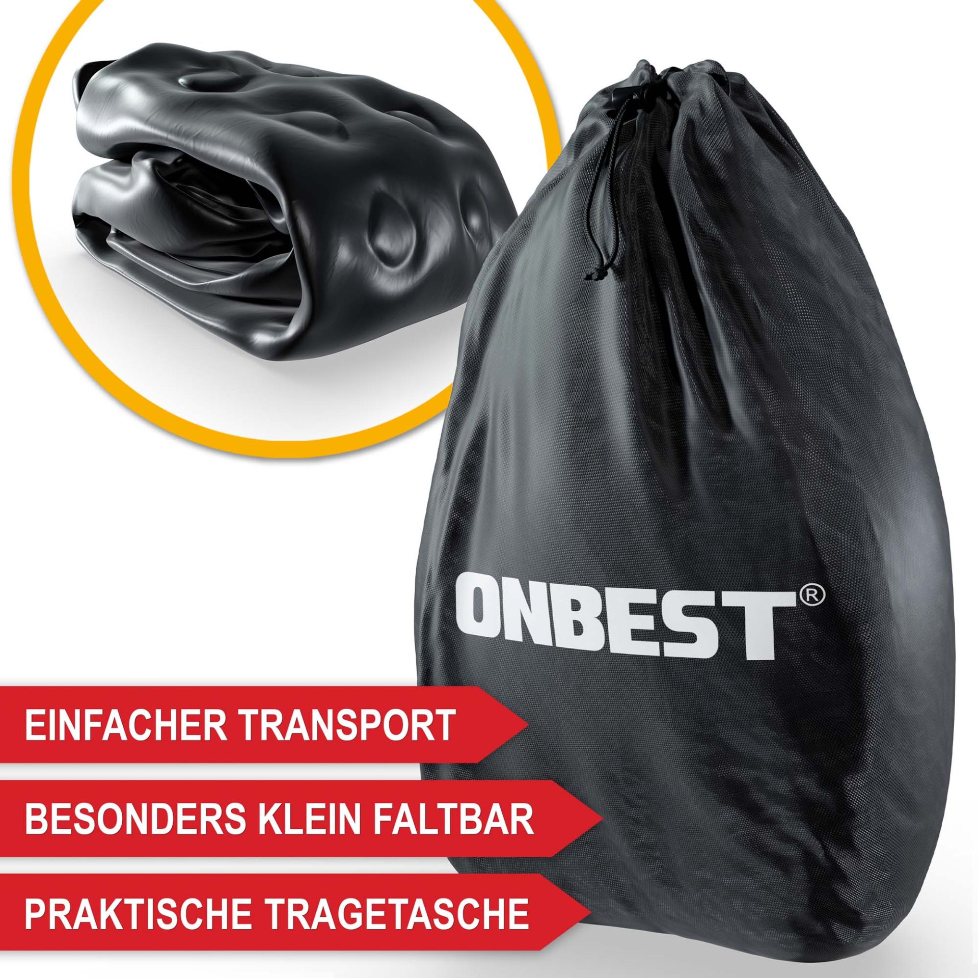 Luftbett Kingsize Schwarz - Einfacher Transport; besonders klein Faltbar; praktische Tragetasche