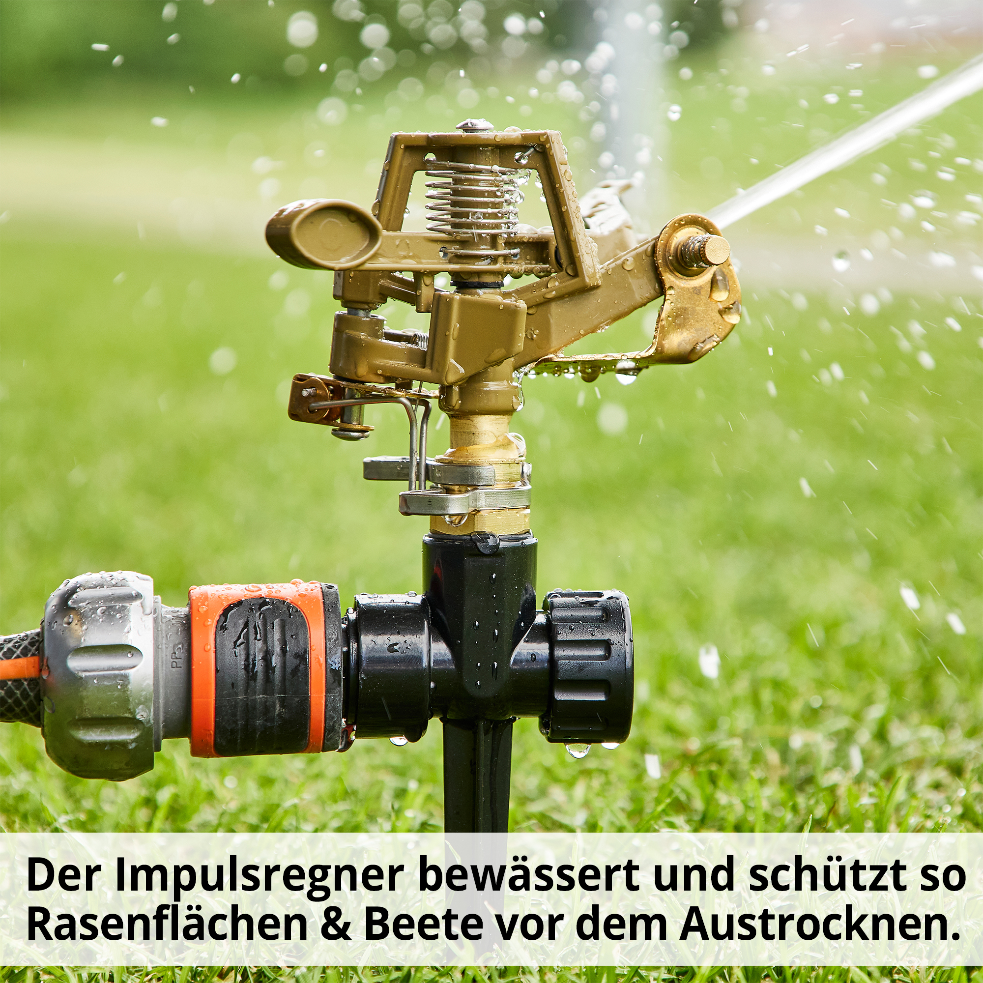 Hecht Impulsregner schützt und bewässert Rasenflächen oder Beete 