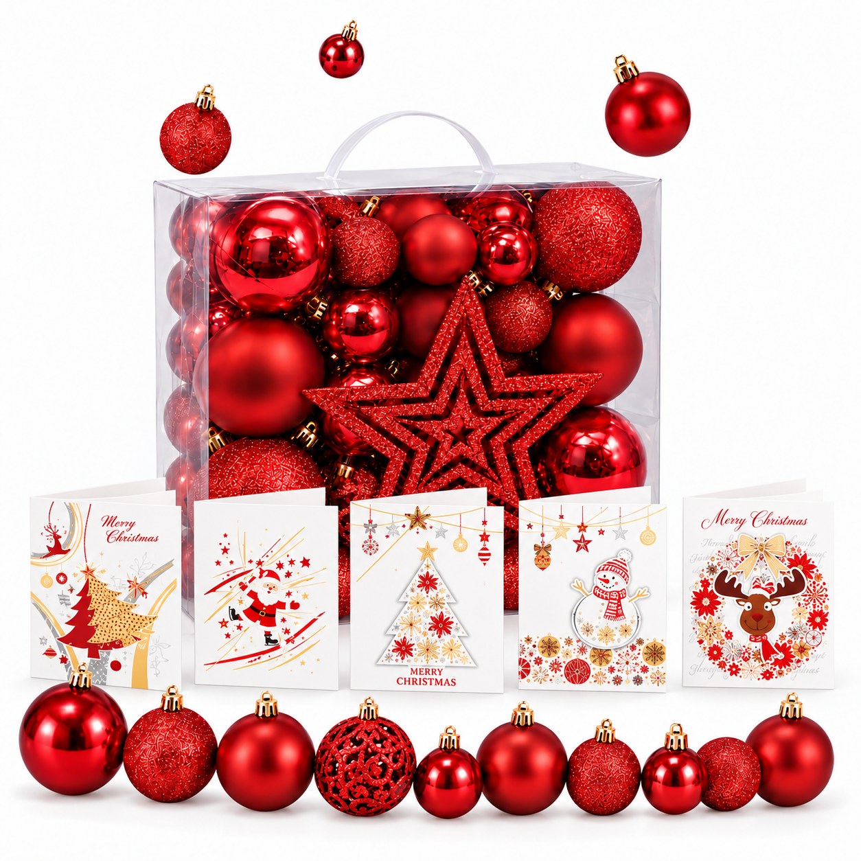 Weihnachtskugeln Rot 51 tlg