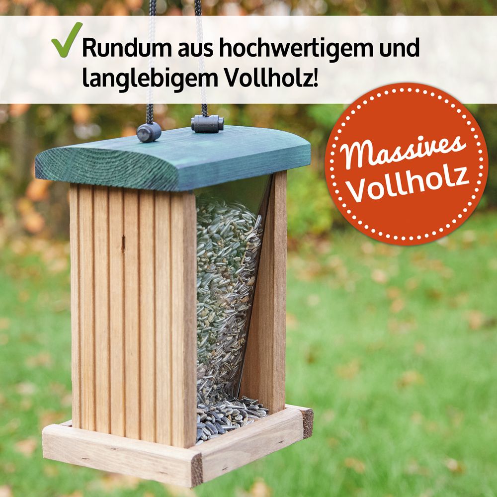 Vogelfutterhaus; massives Vollholz