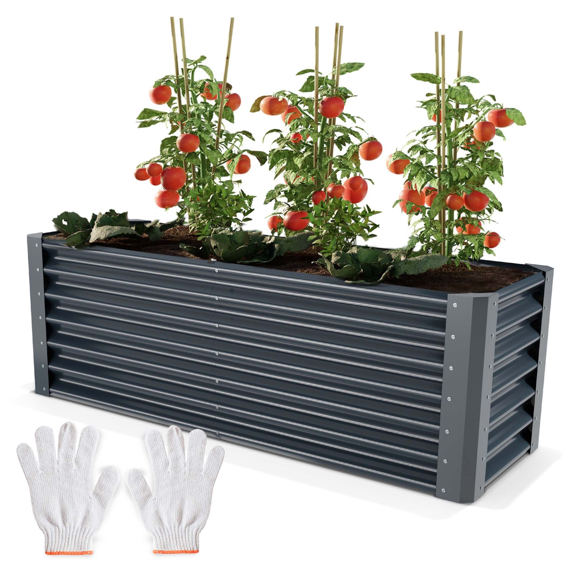 Hochbeet Stahl Anthrazit XL - Inklusive Handschuhe