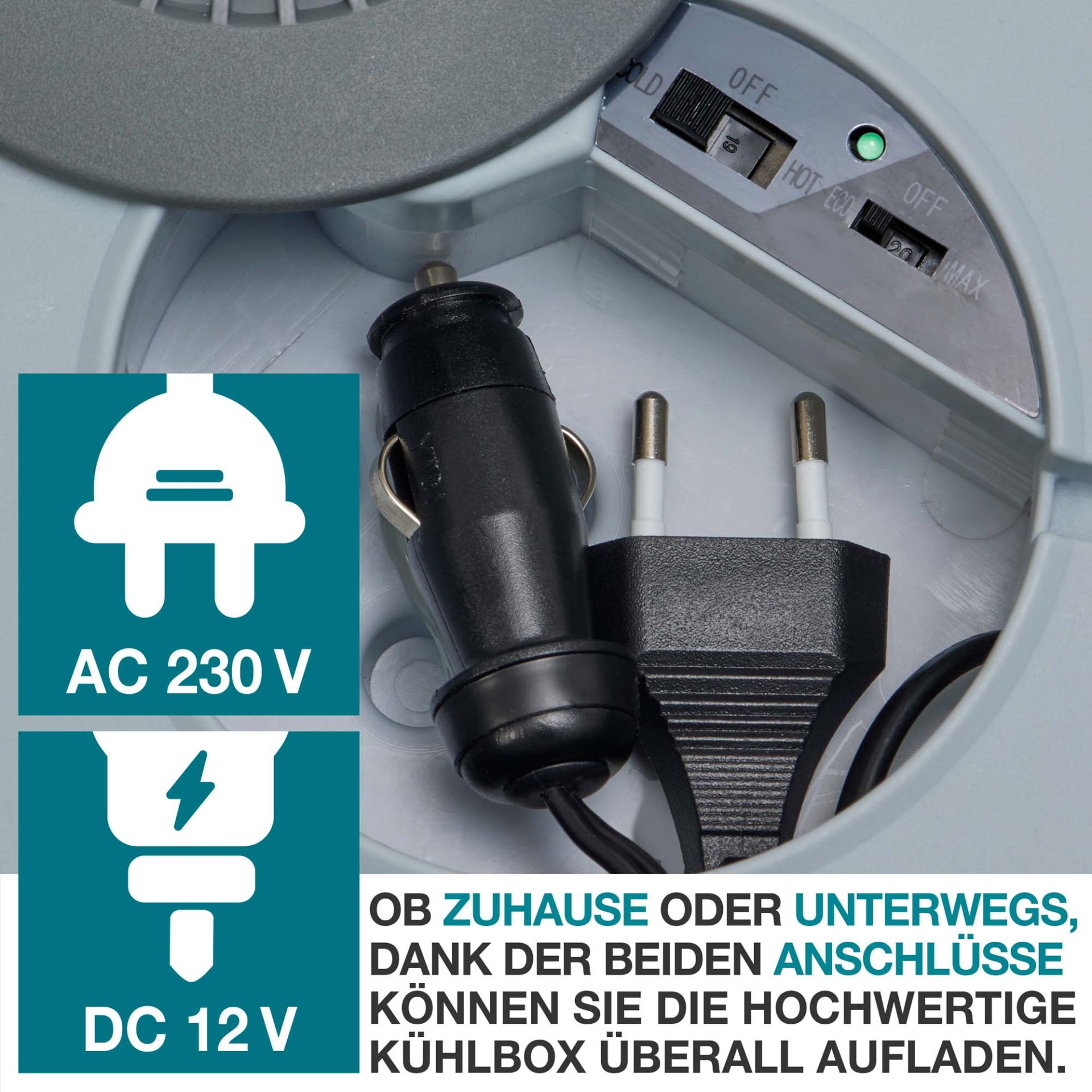 TOM Kühlbox CB-400; für Zuhause (230 Volt Anschluss) und Unterwegs (12 Volt Anschluss)